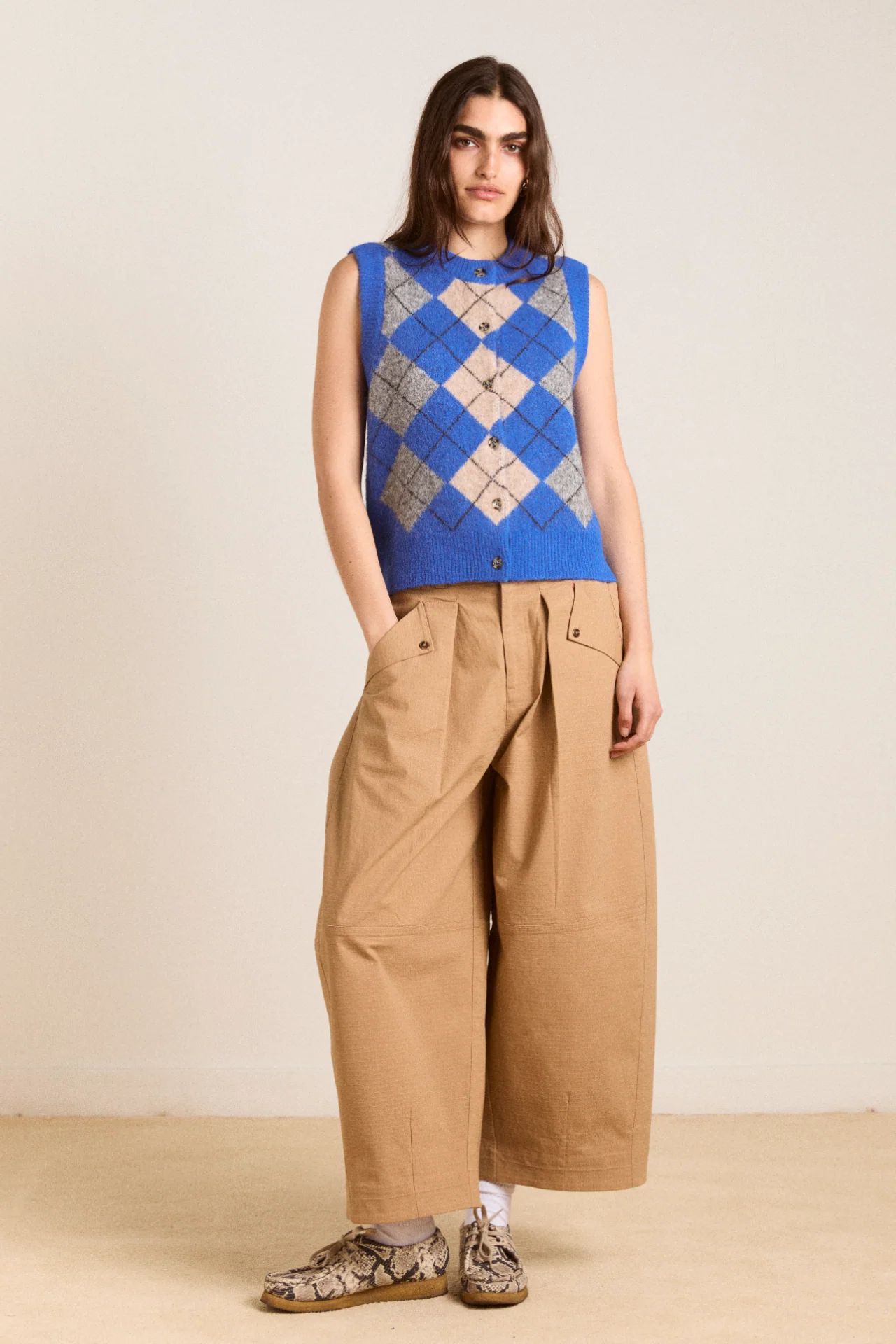 aggie knitted vest - argyle