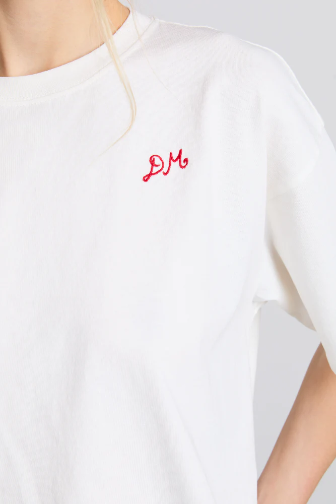 shrimp roll with chips boyfriend tee - white