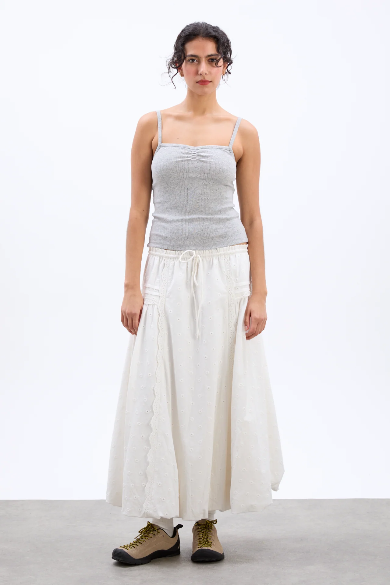 dove pointelle strappy cami - grey