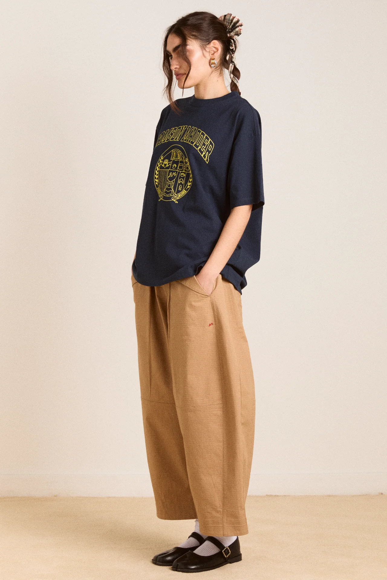 damson collegiate boyfriend tee - navy