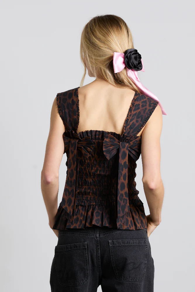 tish shirred cami - dark leopard