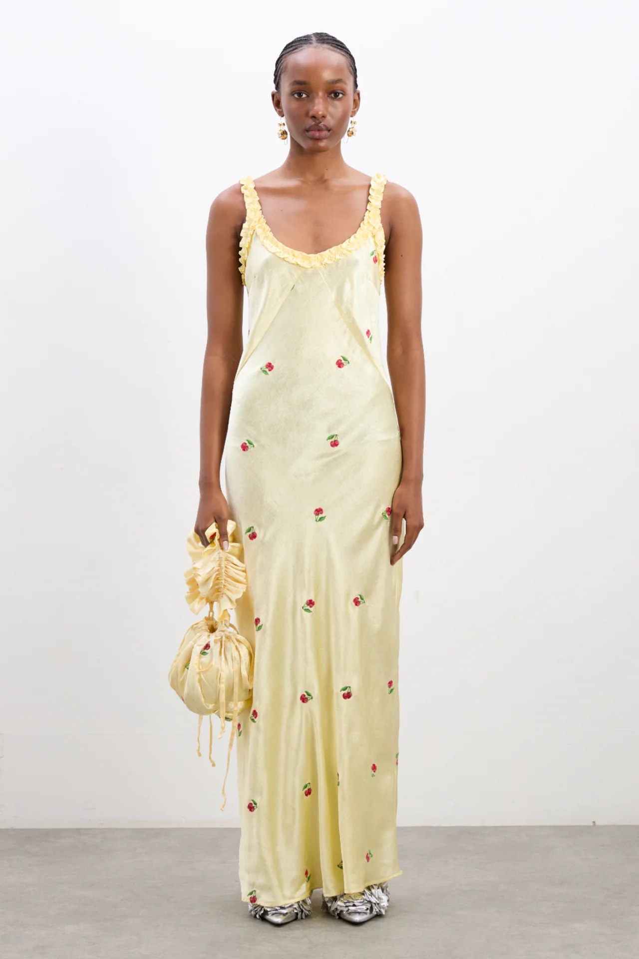 simone slip midi dress - butter yellow