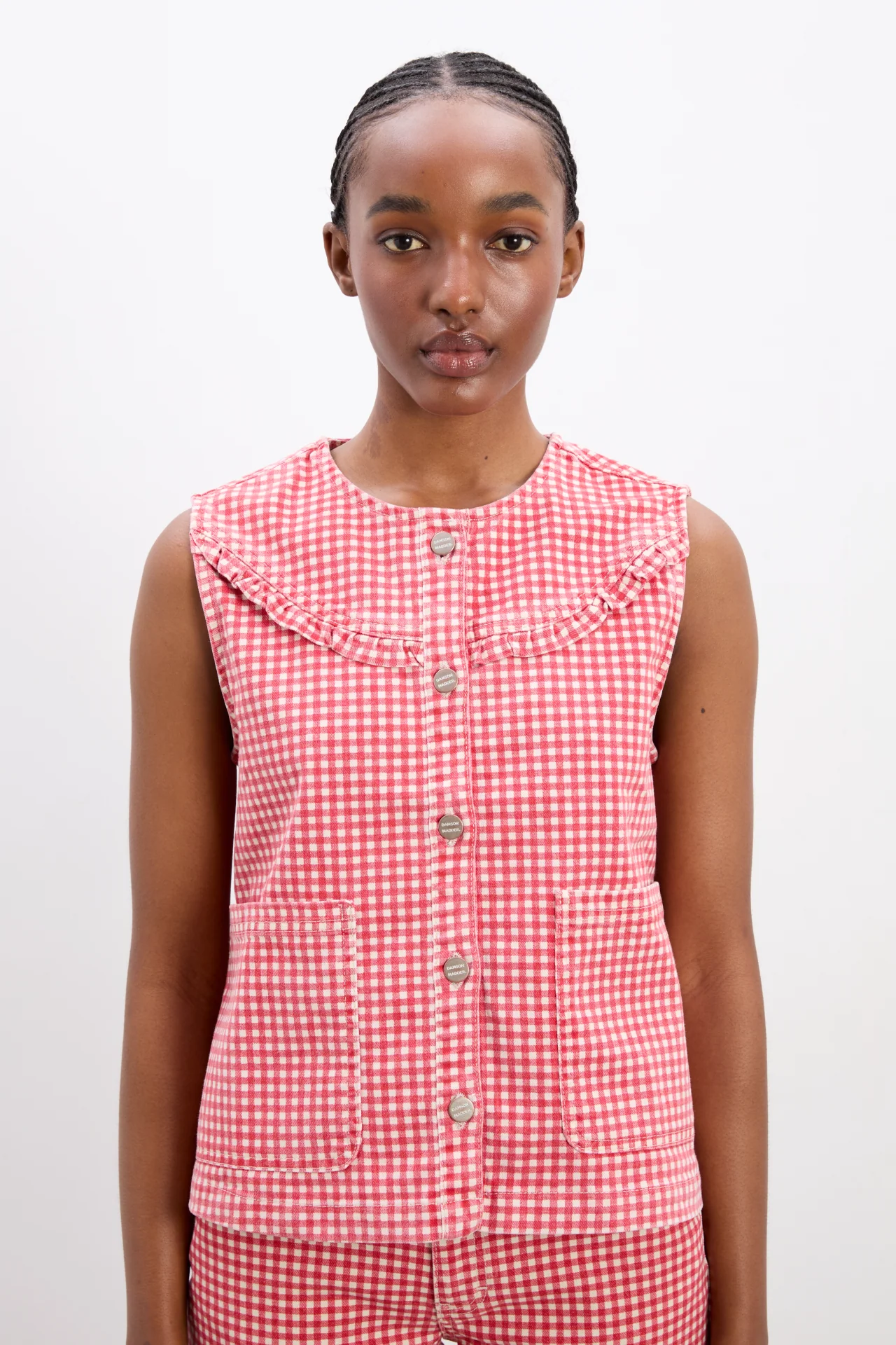 mari vest top- red gingham