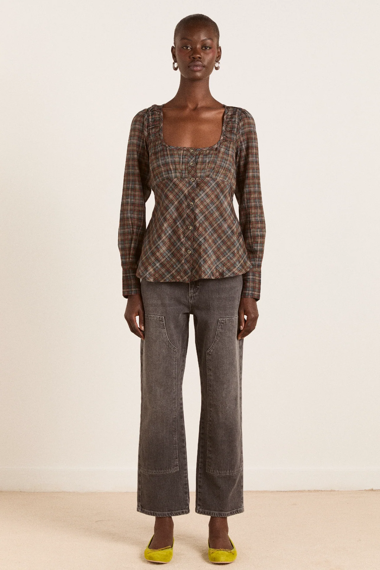 lemi sheer blouse - multi check