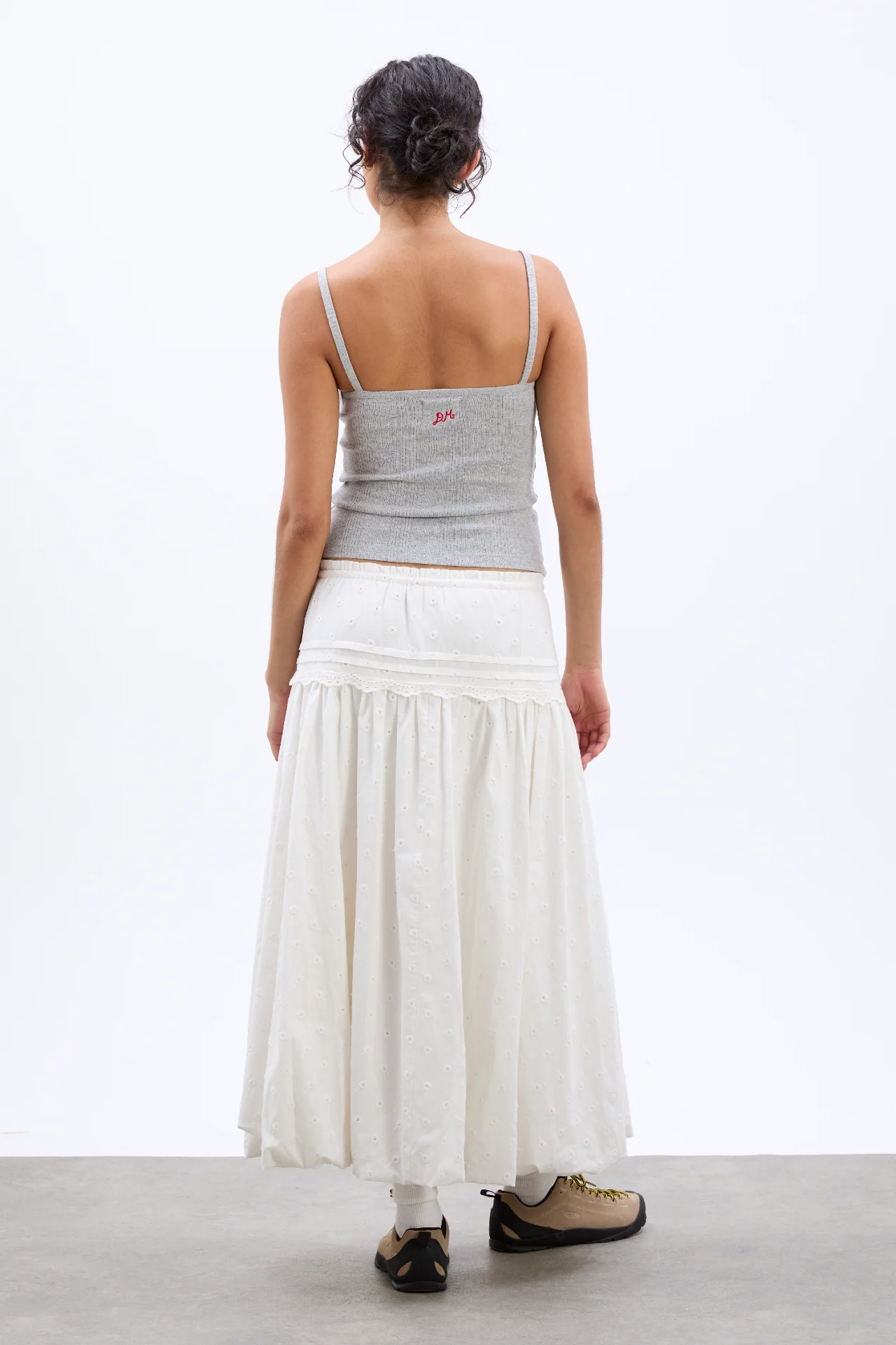 dove pointelle strappy cami - grey