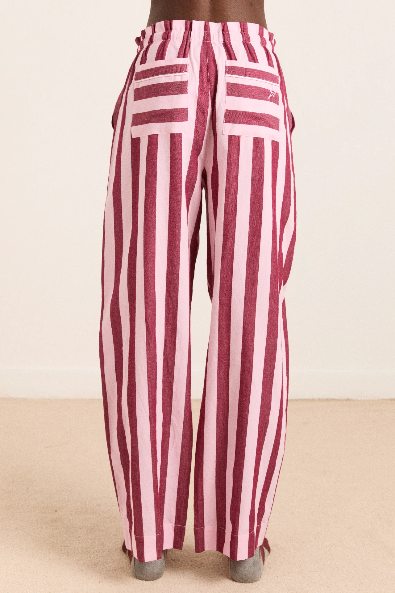 florie pj set - burg/pink wide stripe