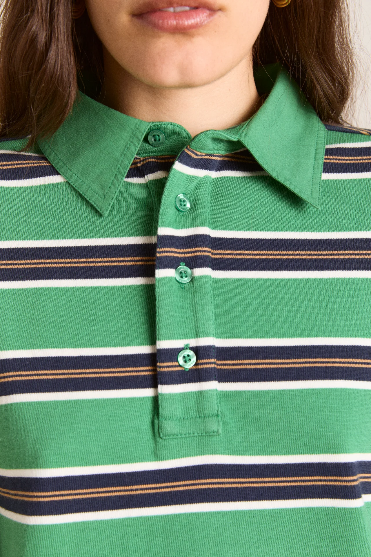 cassia shrunken rugby - green stripe