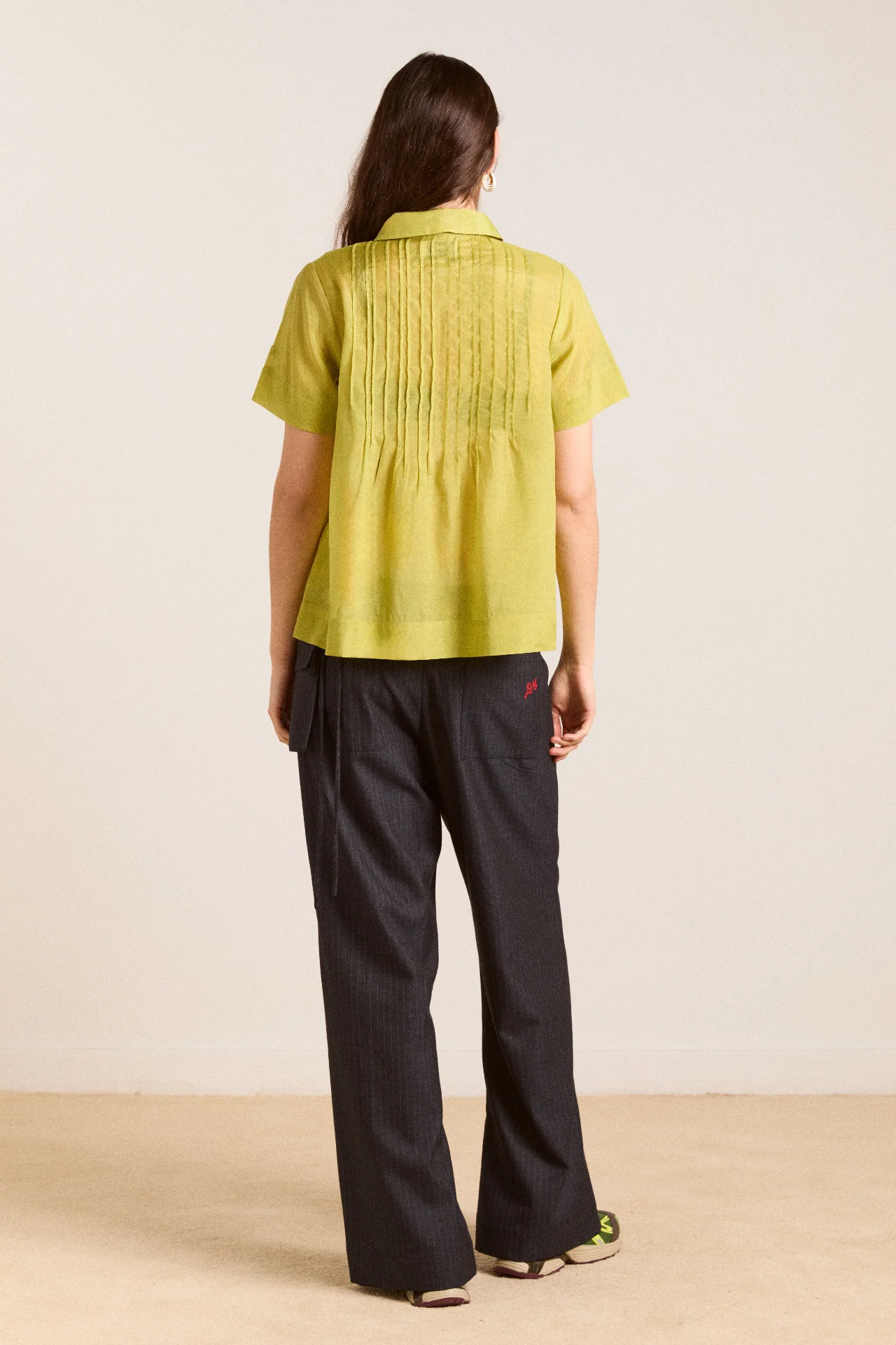 sheer wendy blouse - golden lime