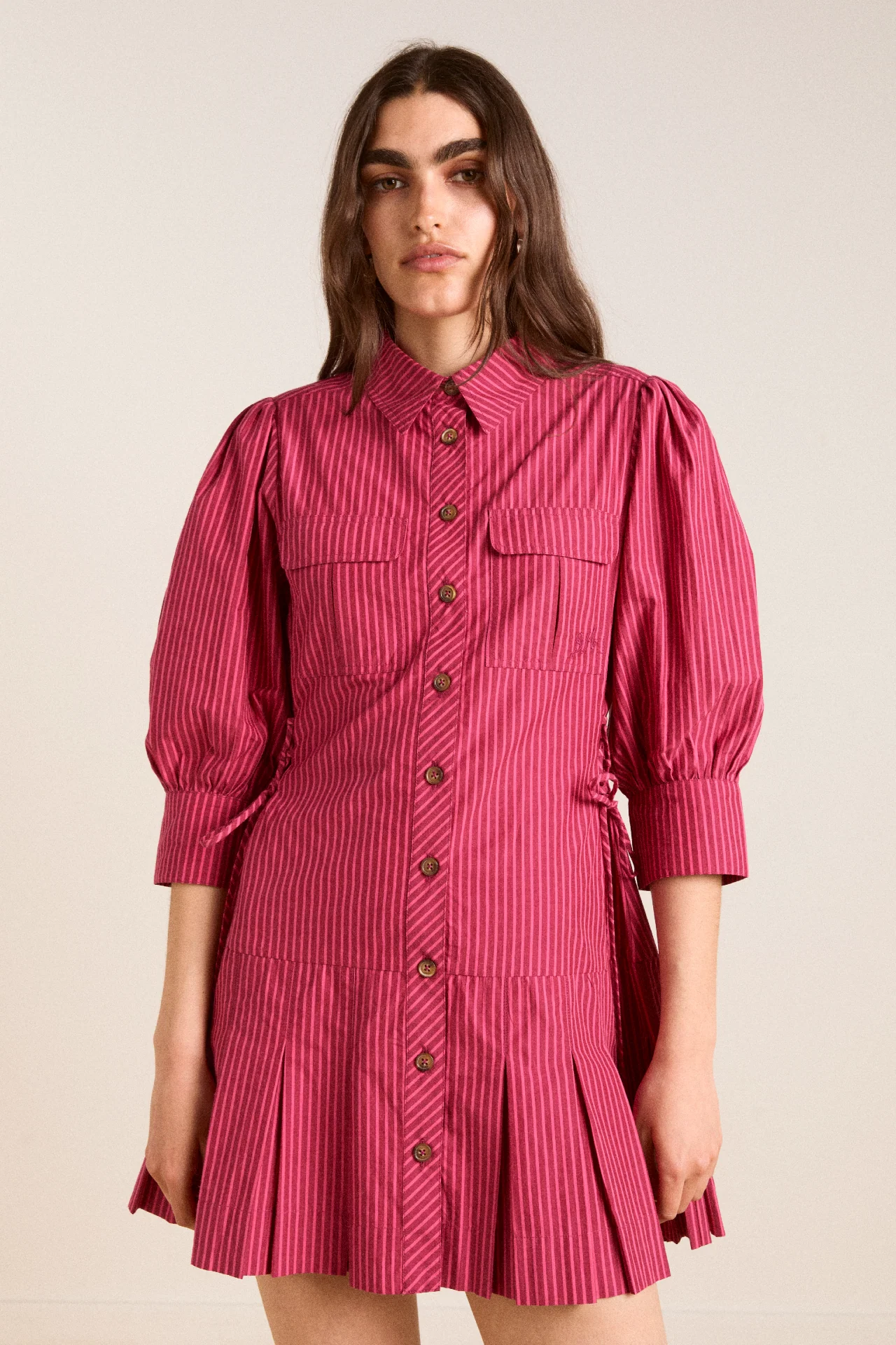 maisie mini shirt dress - berry business