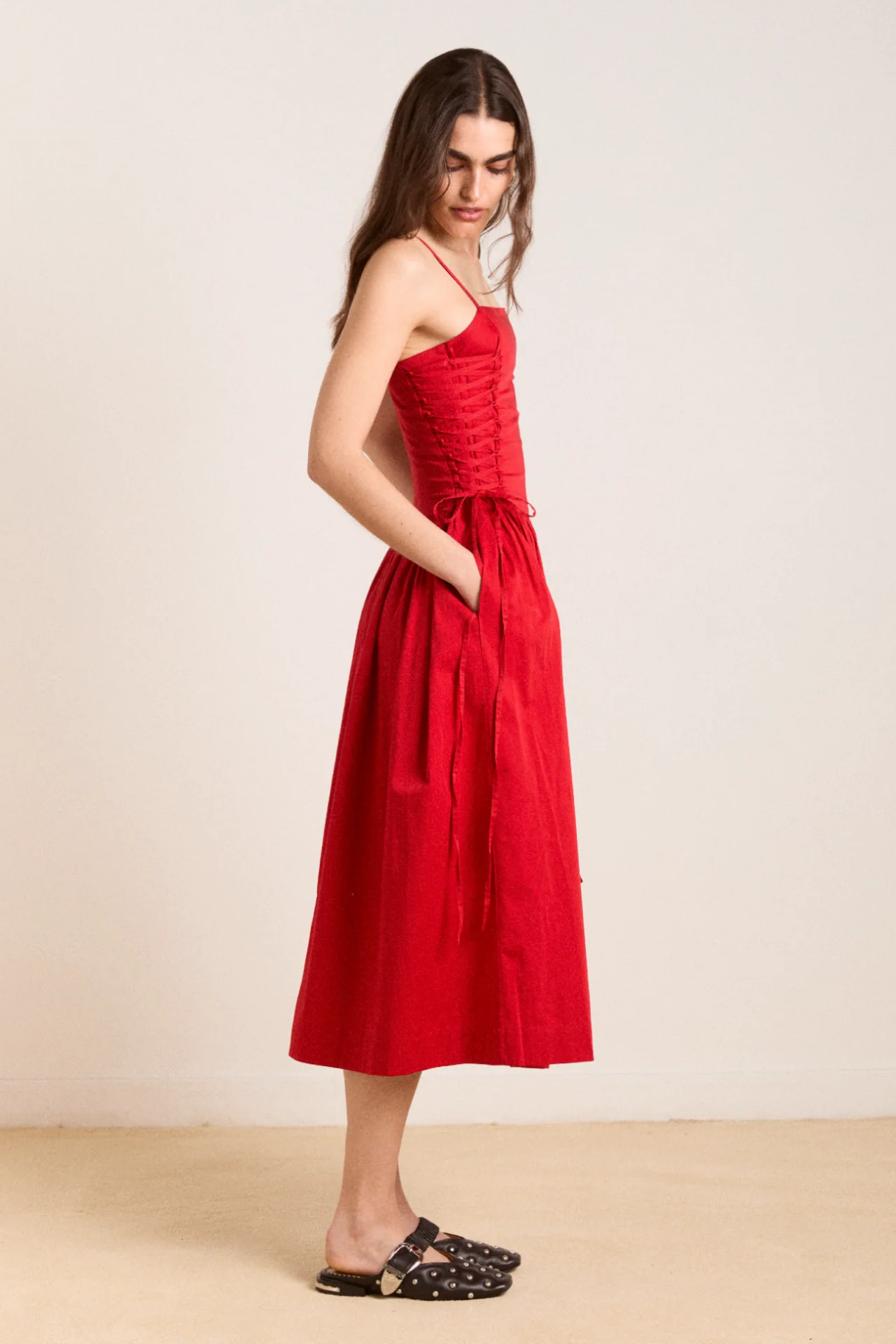 angelina midi dress - red