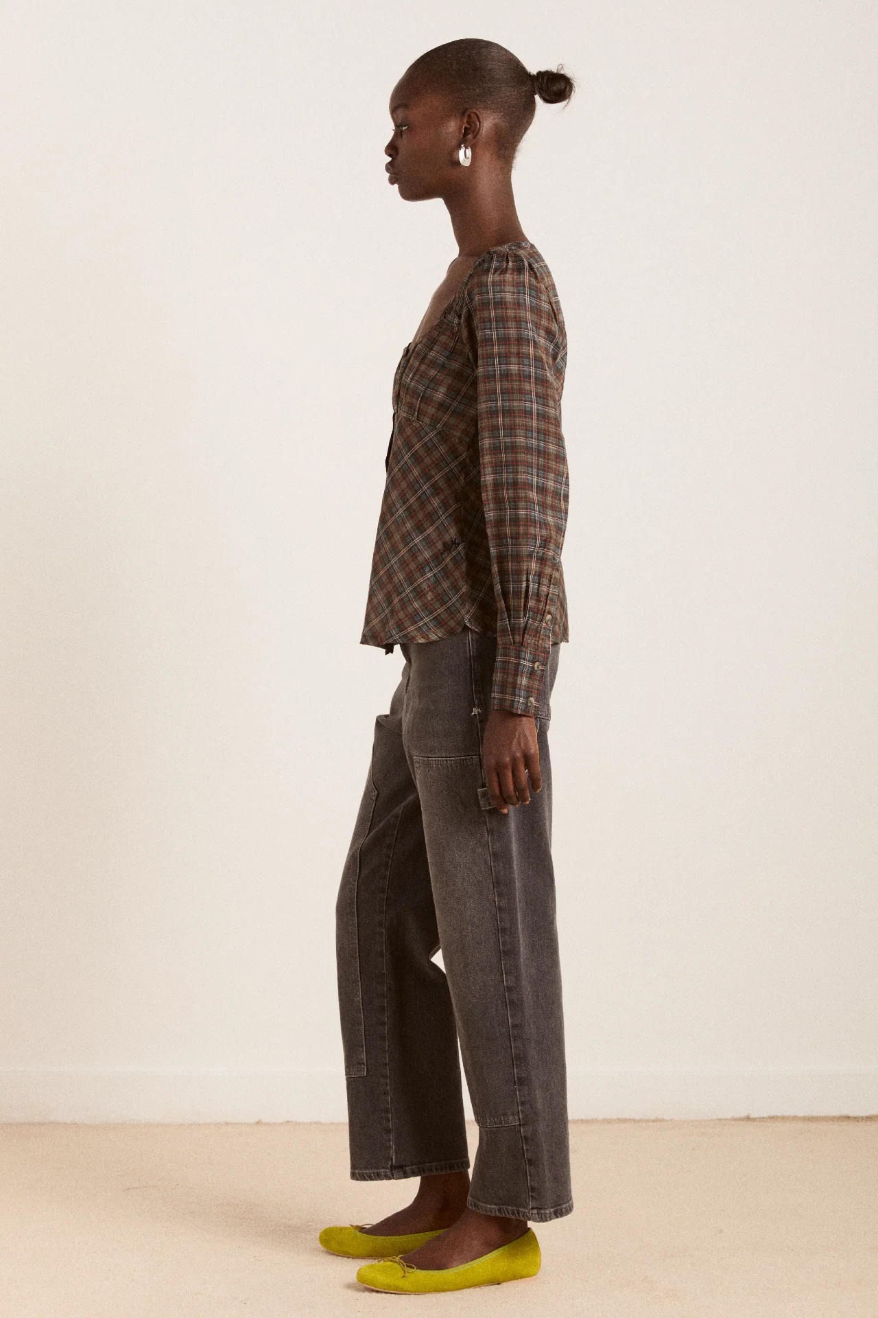 lemi sheer blouse - multi check