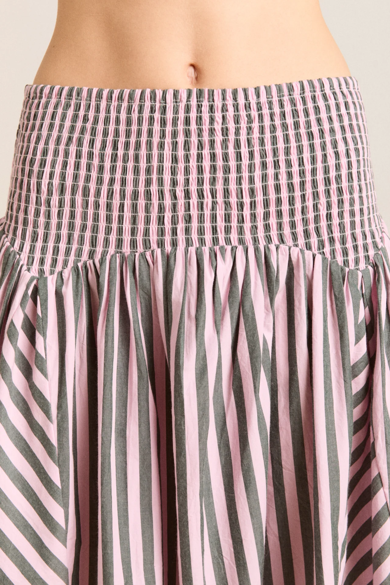 layla godet midi skirt - garden stripe