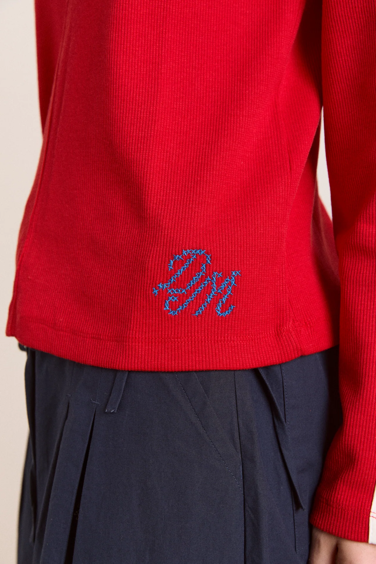 lilah long sleeve top - red rib