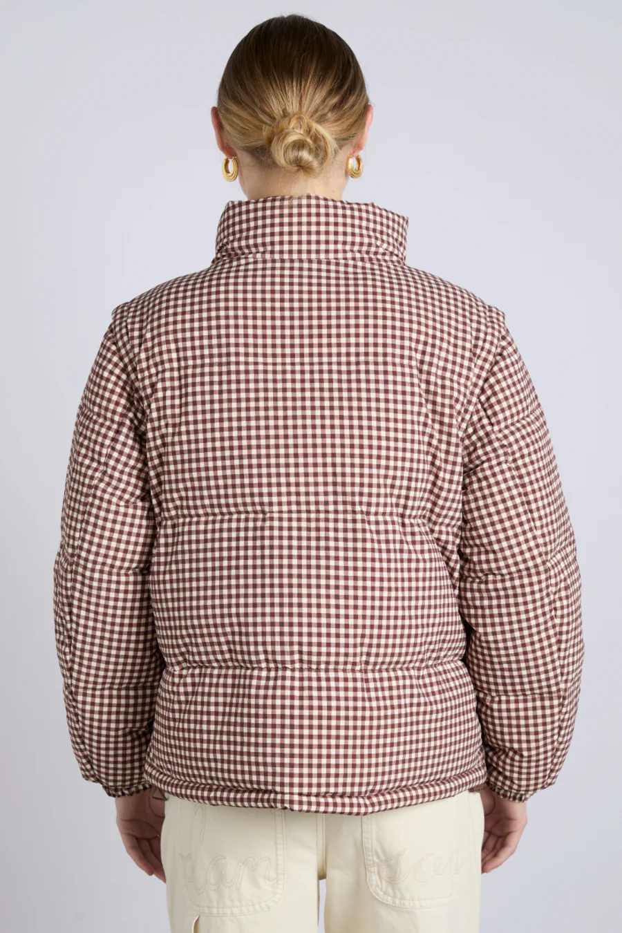 jennifer check puffer - chocolate gingham