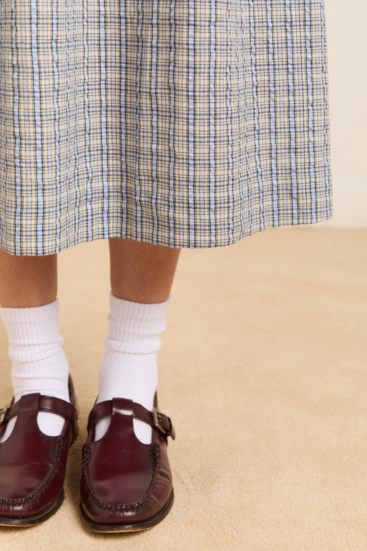 mallory midi dress - cloudy check