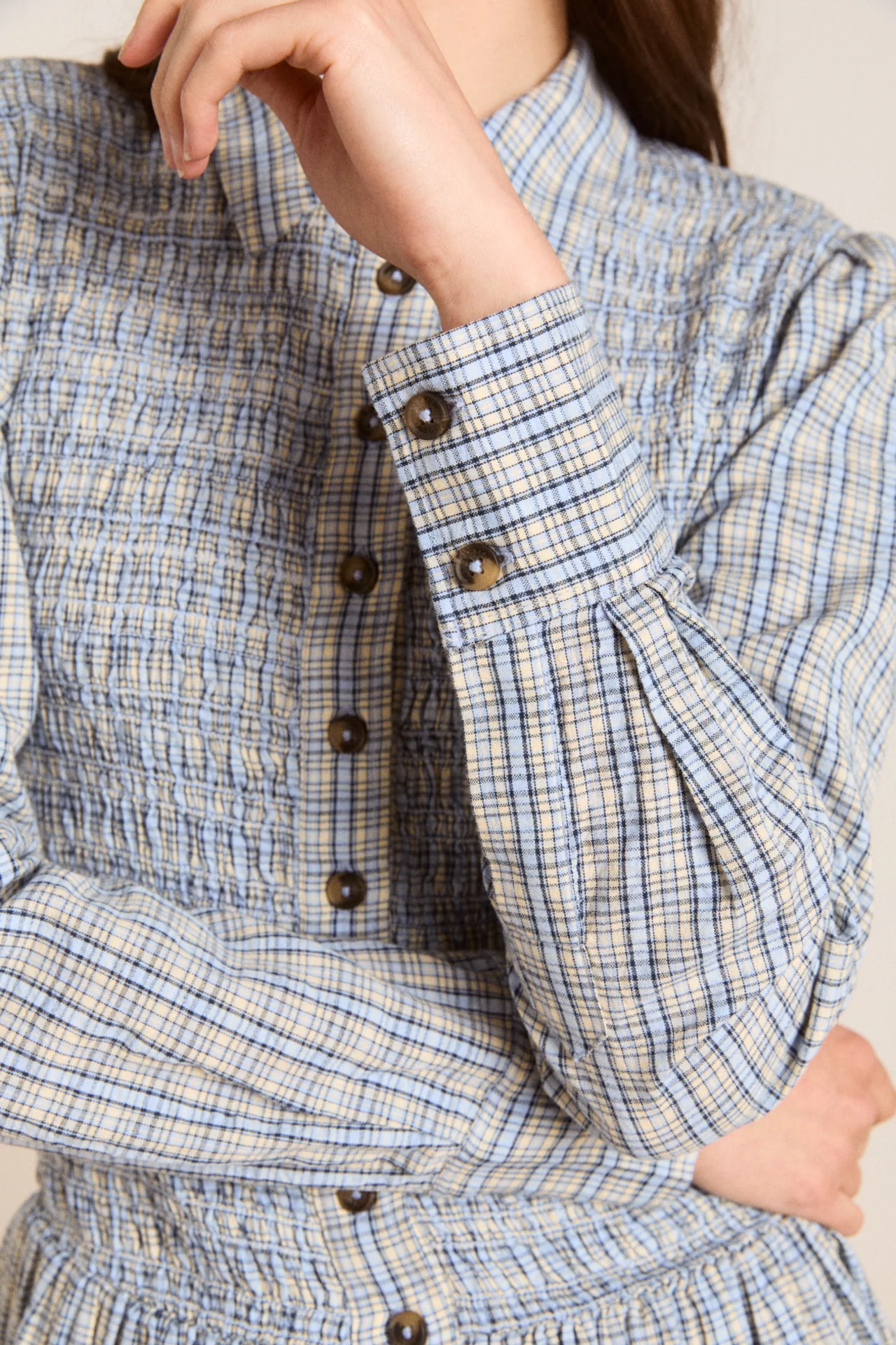 bora mini dress - cloudy check