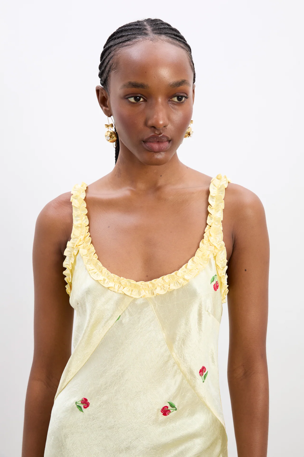 simone slip midi dress - butter yellow