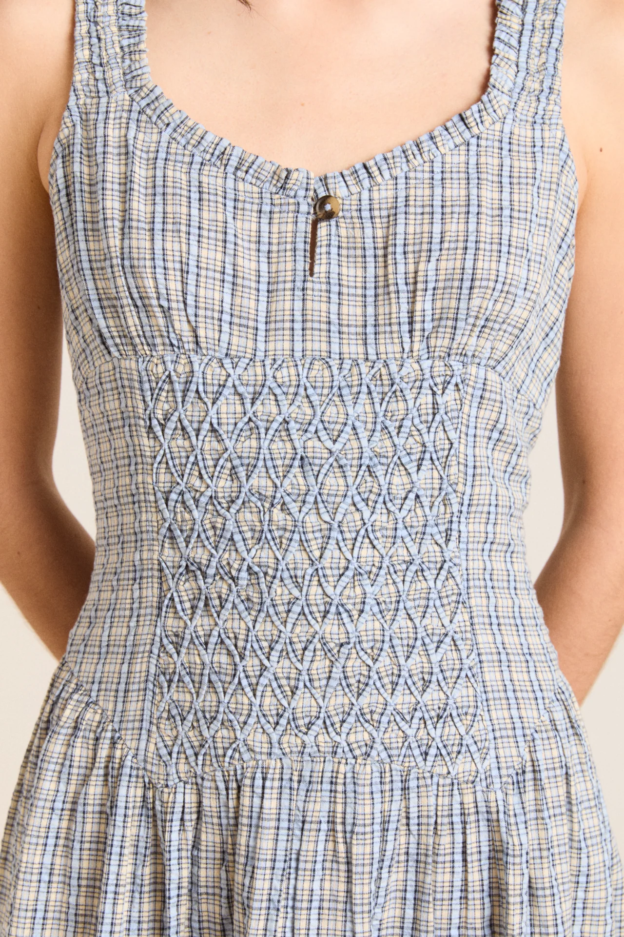 mallory midi dress - cloudy check