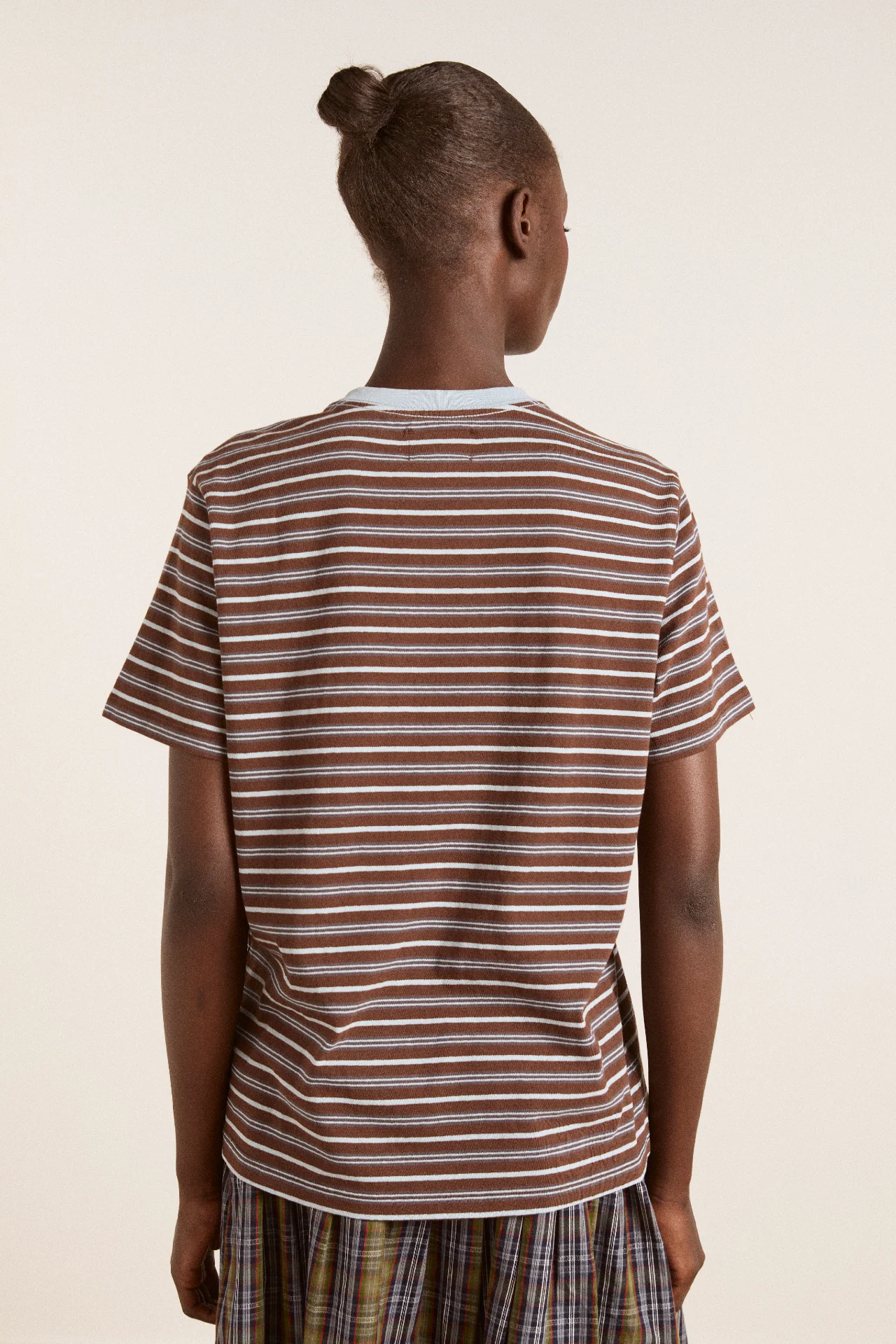 ariel relaxed ss tee - brown/blue stripe