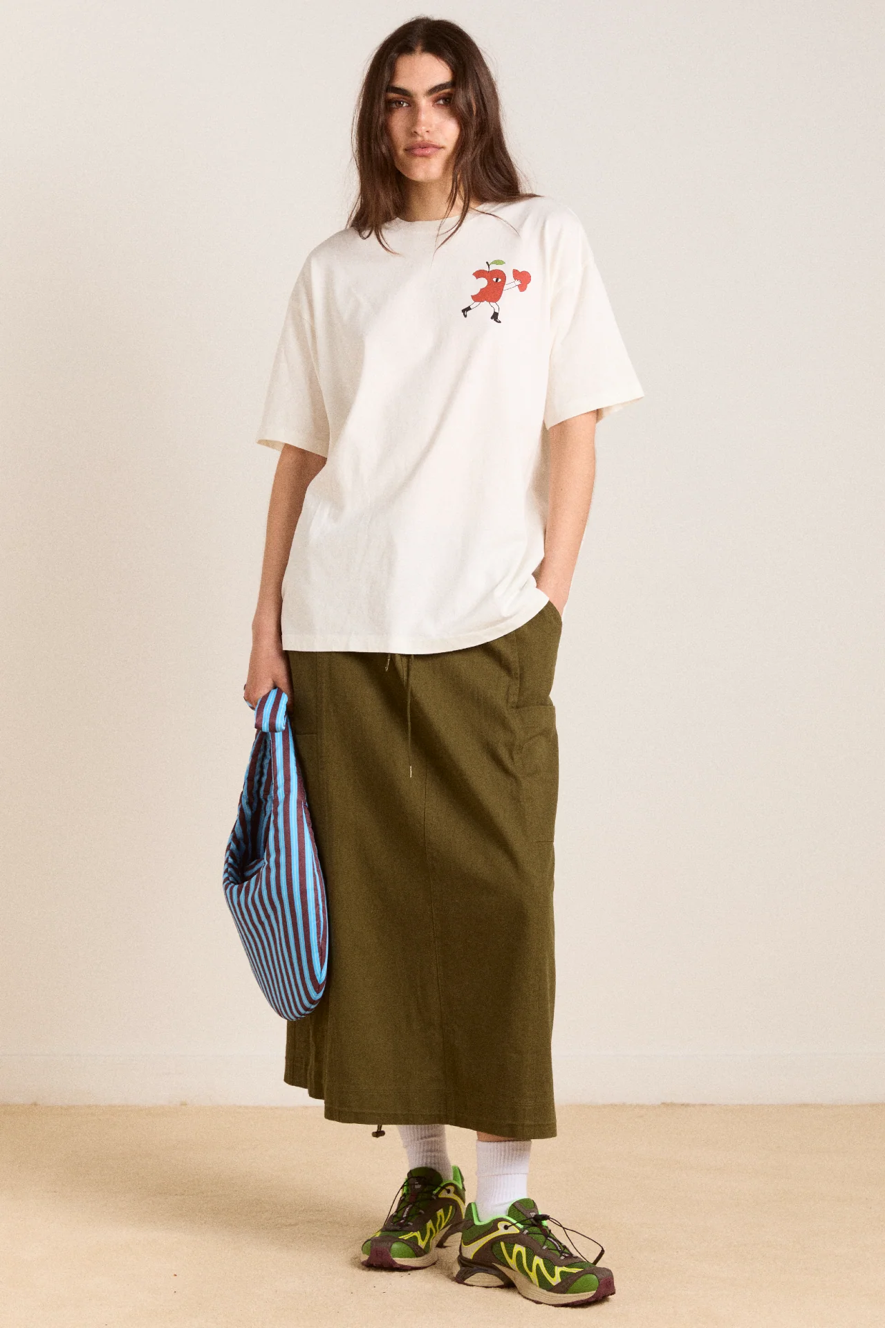 apple peel boyfriend tee - ecru