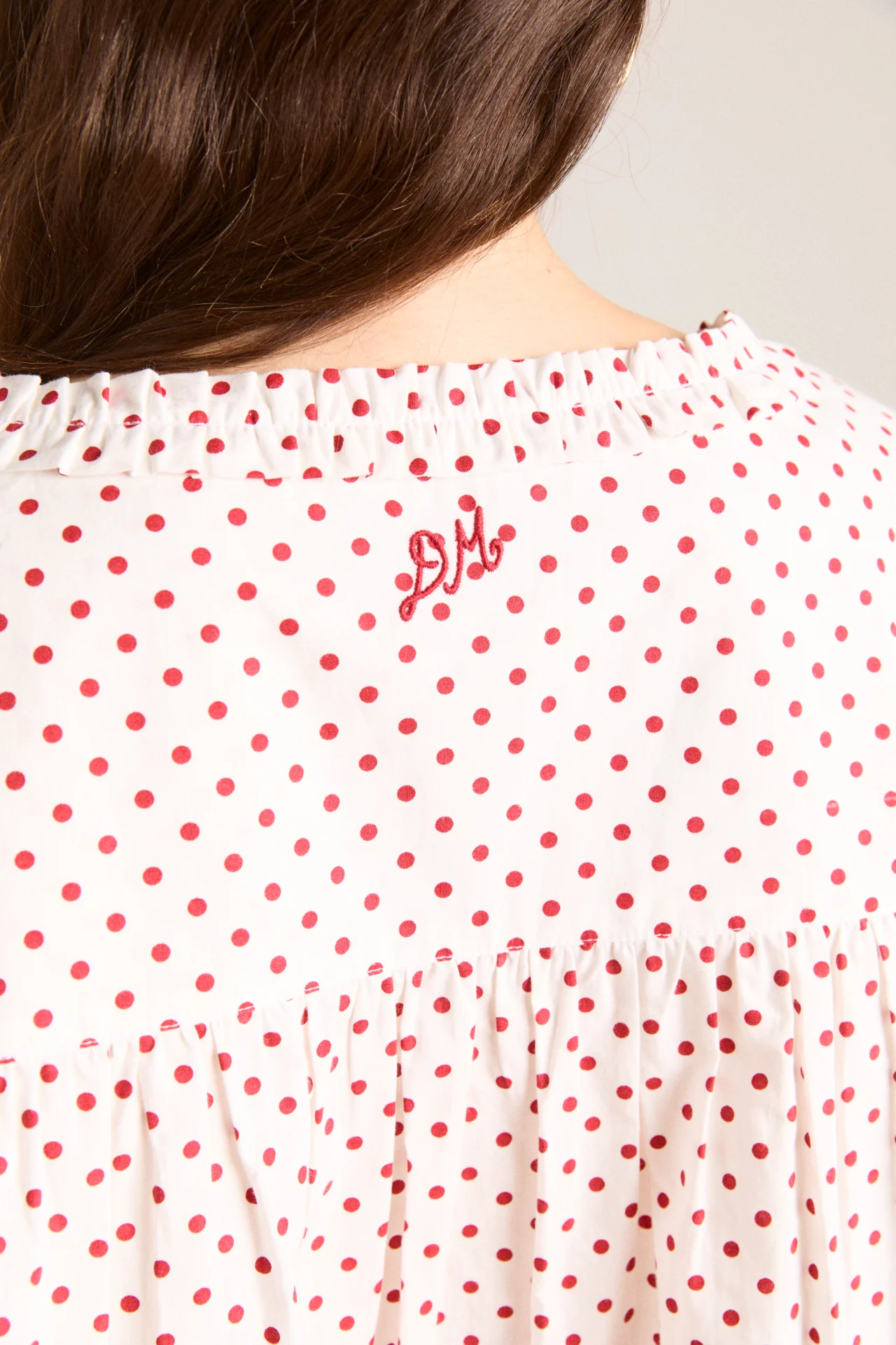 leilani blouse - off white and red spot