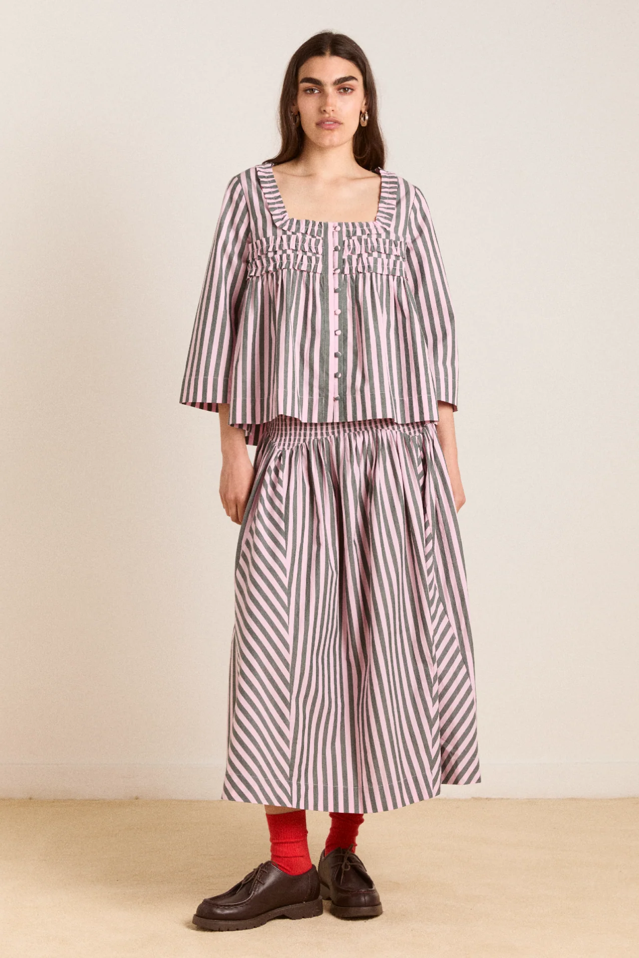 leilani blouse - garden stripe