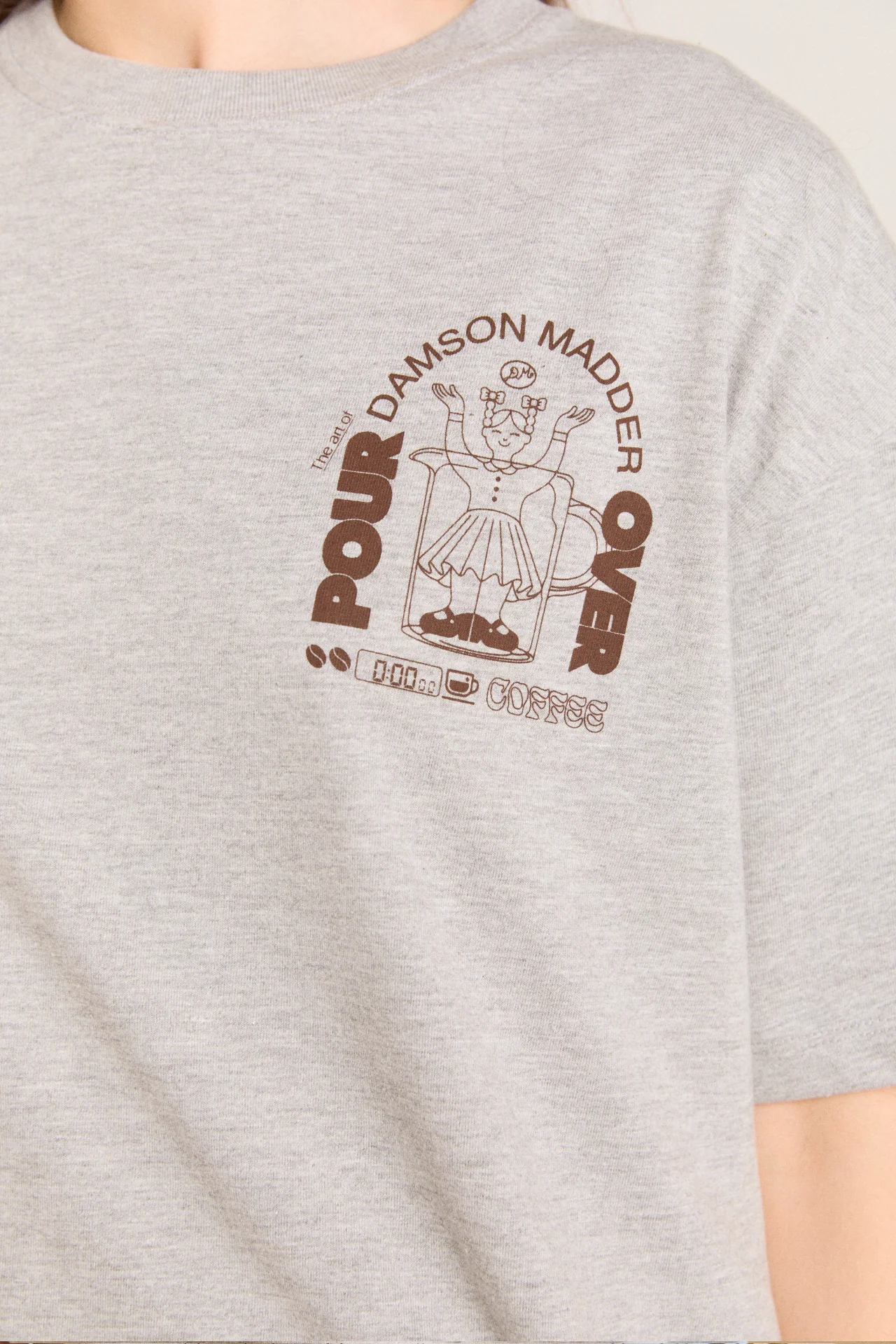 pour over coffee boyfriend tee - grey