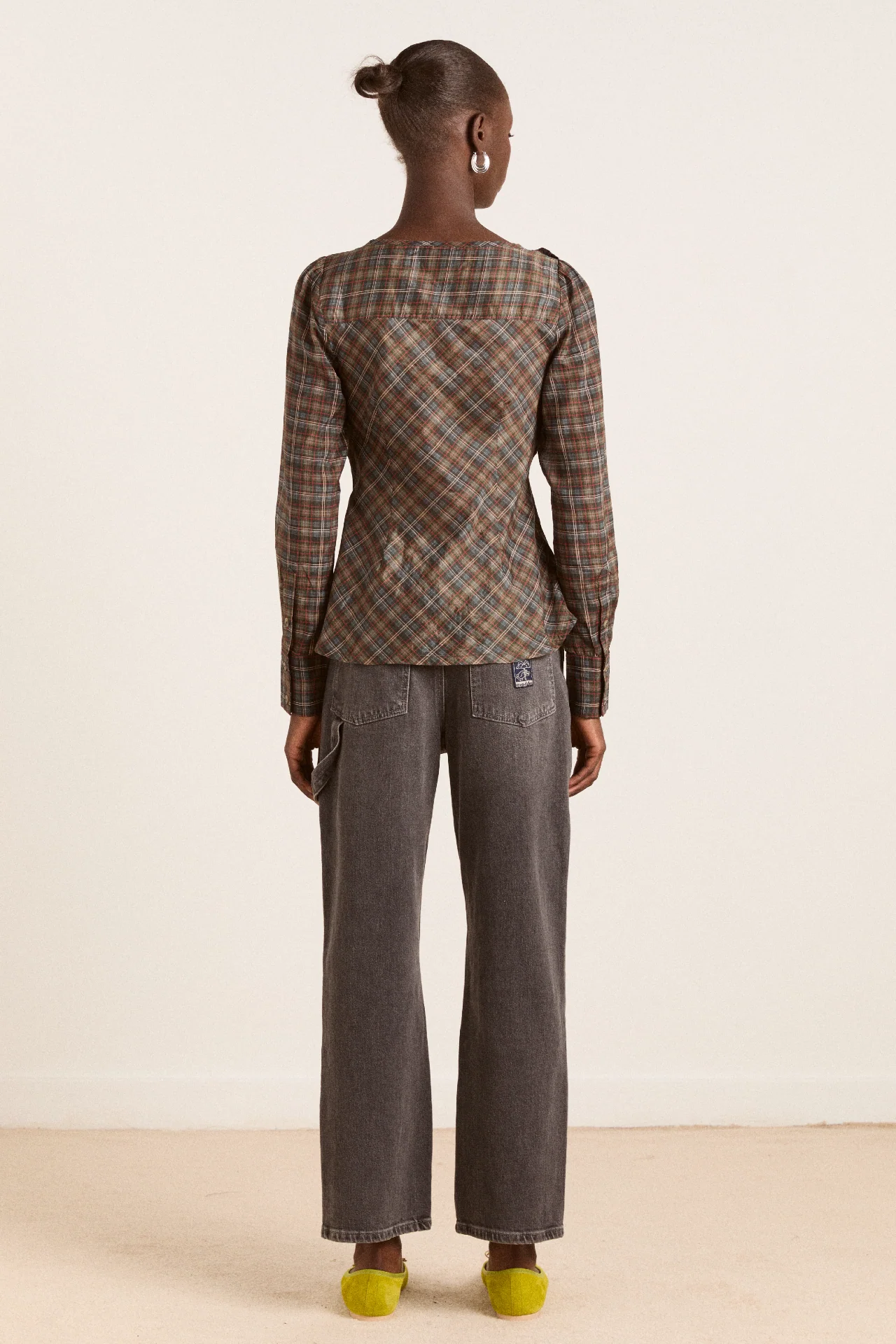 lemi sheer blouse - multi check