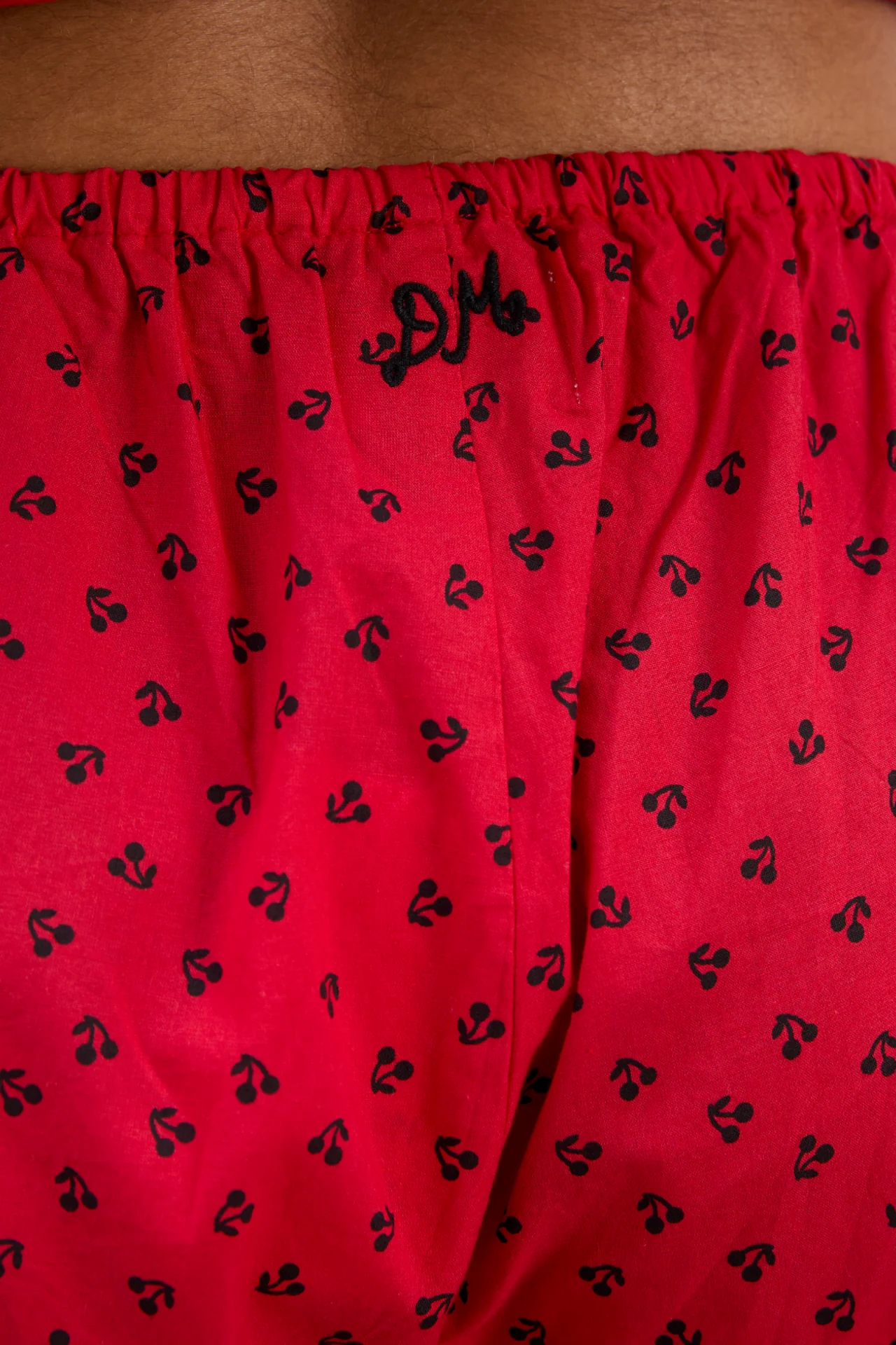 mafalda frilly tie bloomer - red cherry