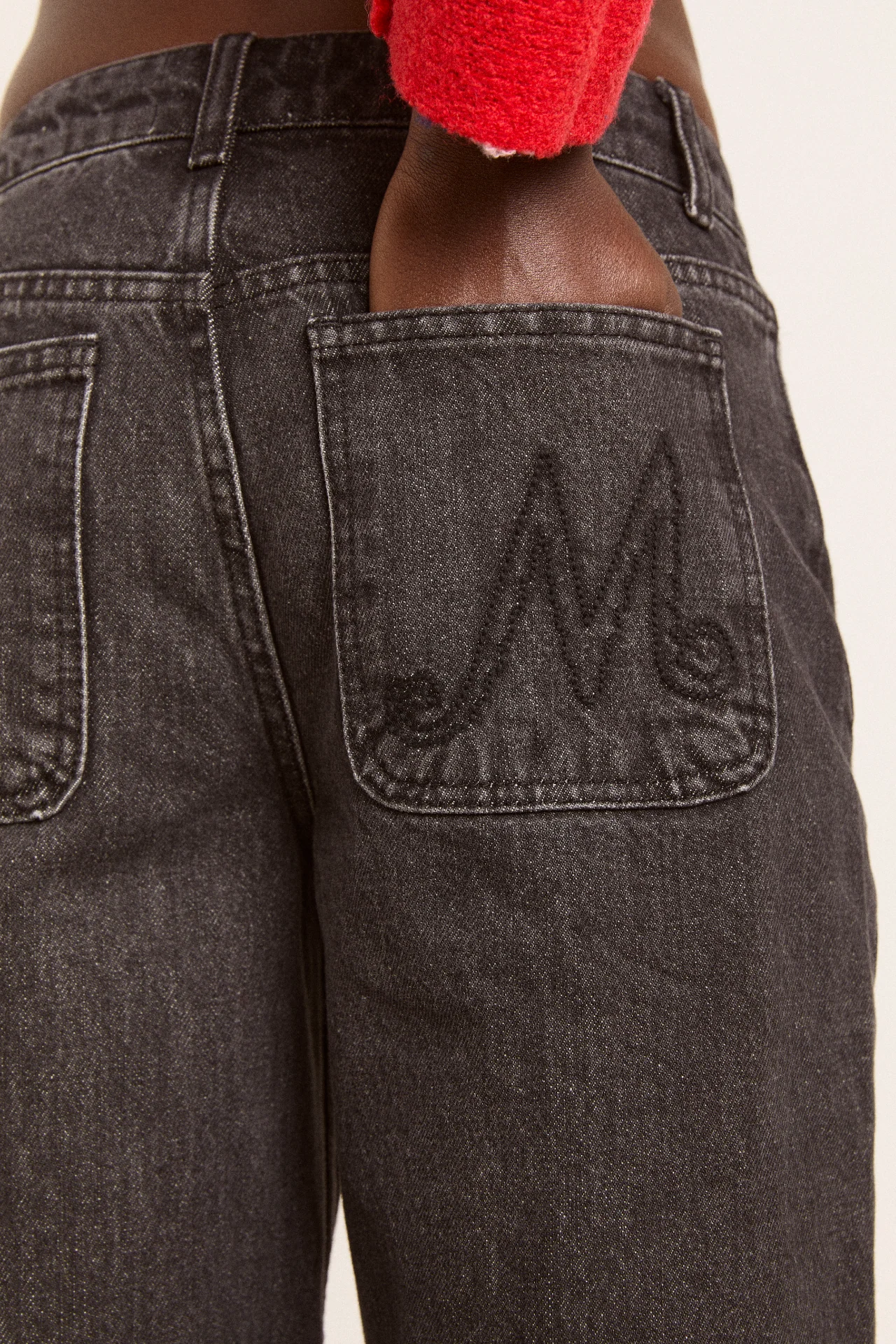 sylvie jeans - grey argyle