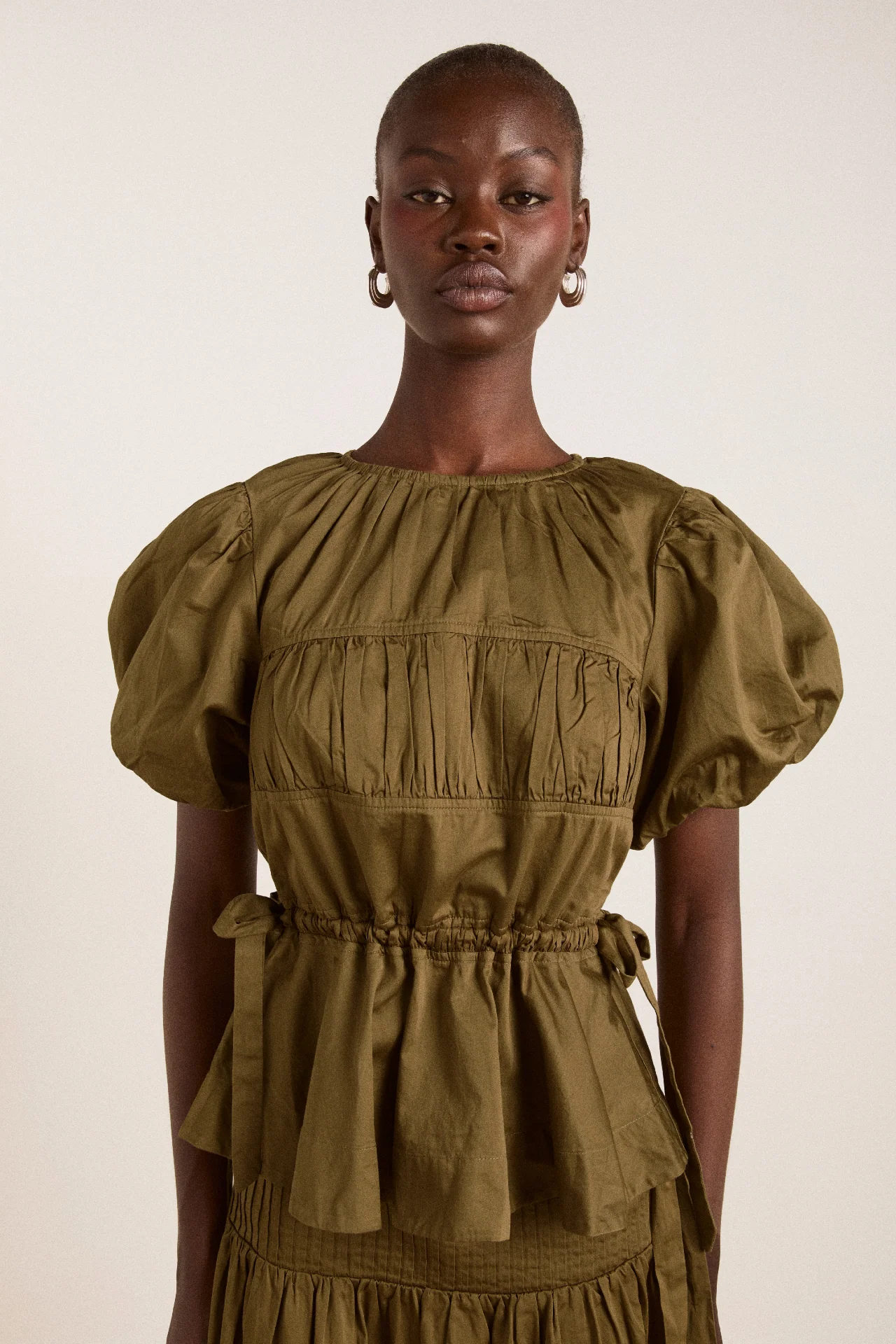 hadley blouse - olive cotton satin