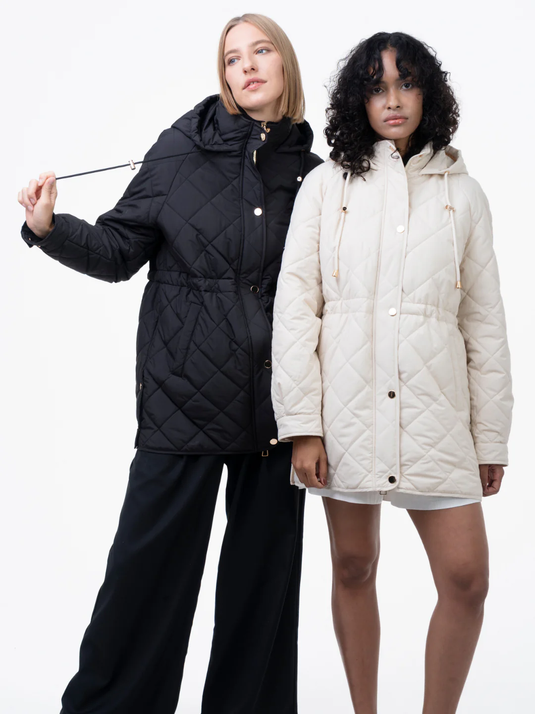 Lightweight Warm Quilted Jacket with a Cinched Waist