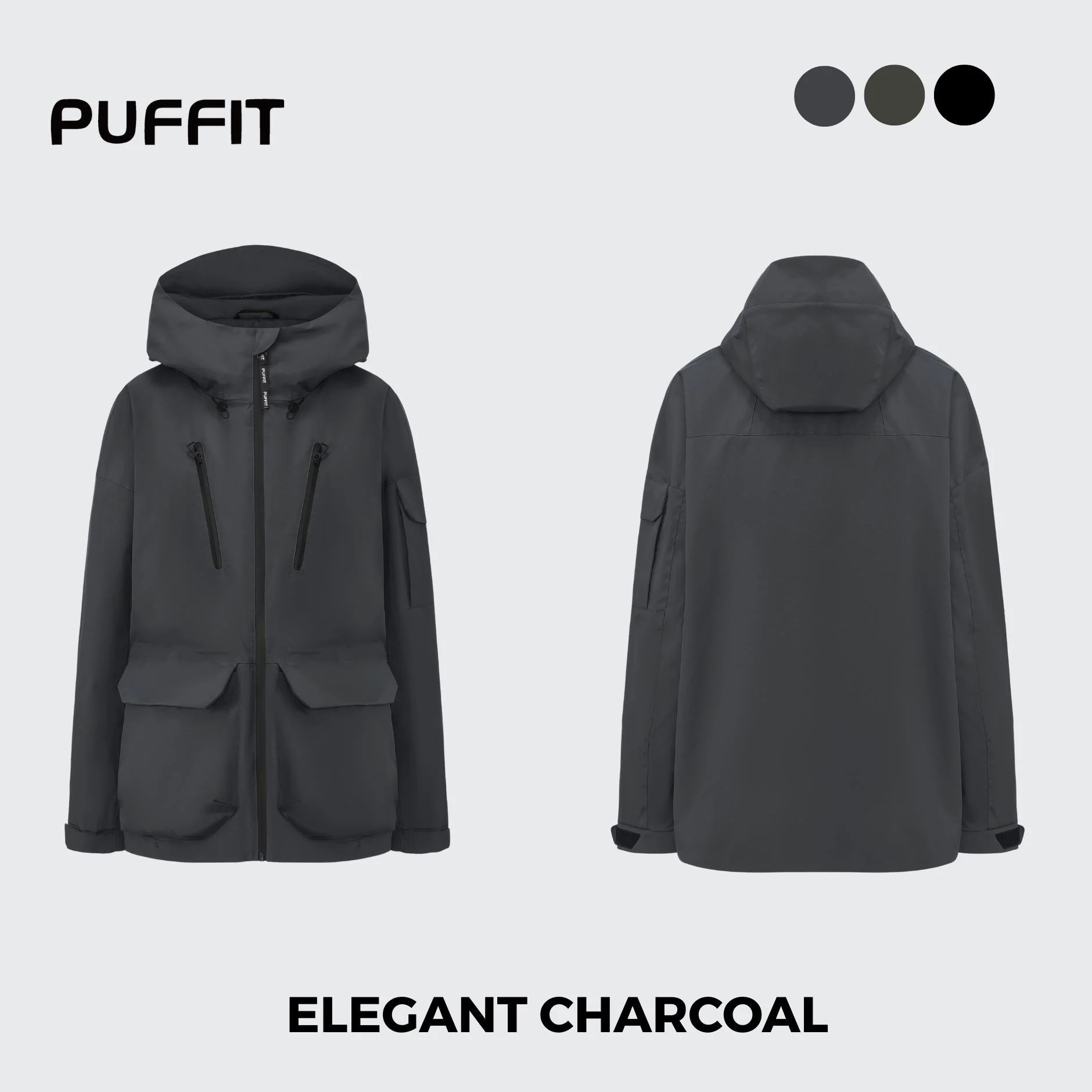 All-Weather Men's Raincoat with Multi-Pocket Design