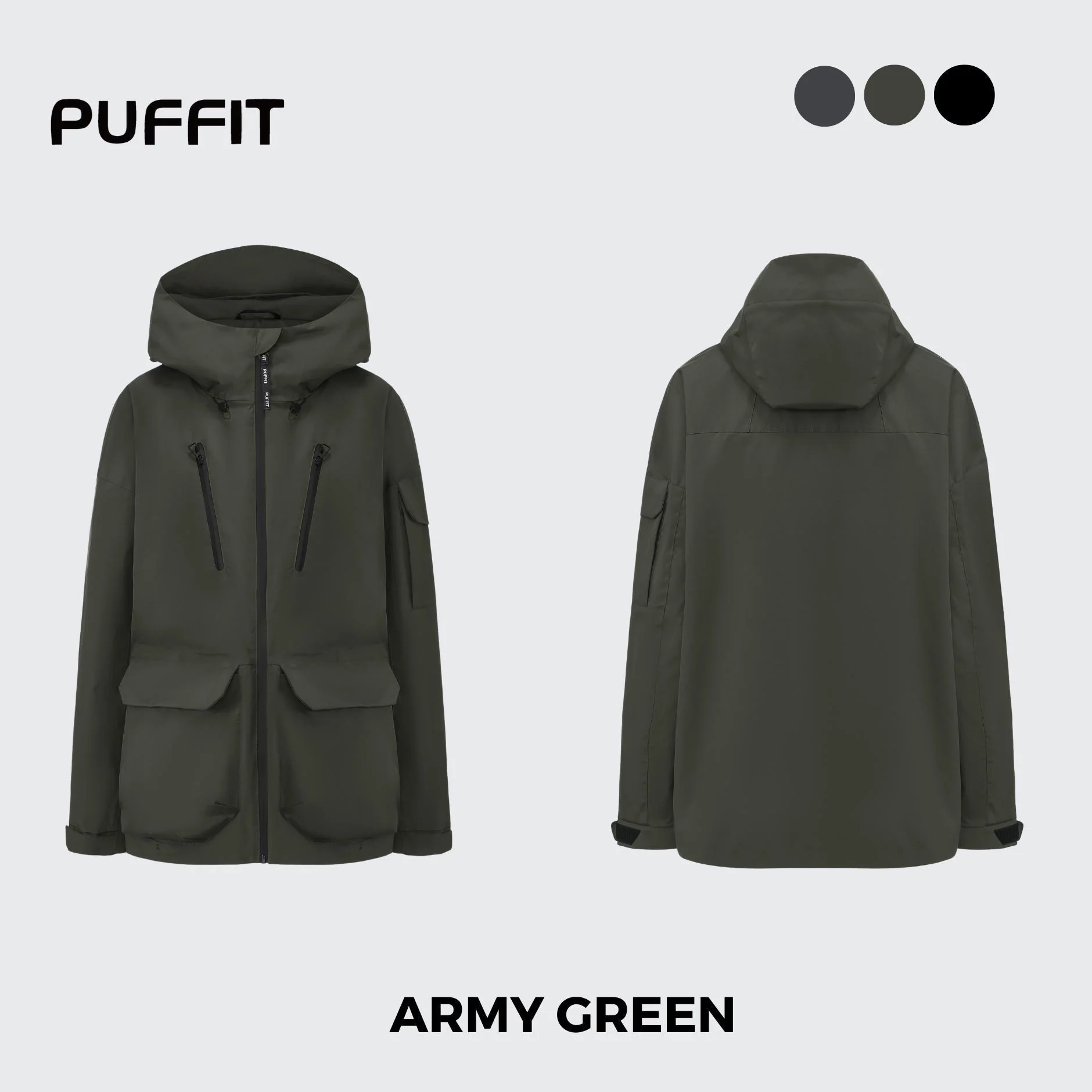 All-Weather Men's Raincoat with Multi-Pocket Design