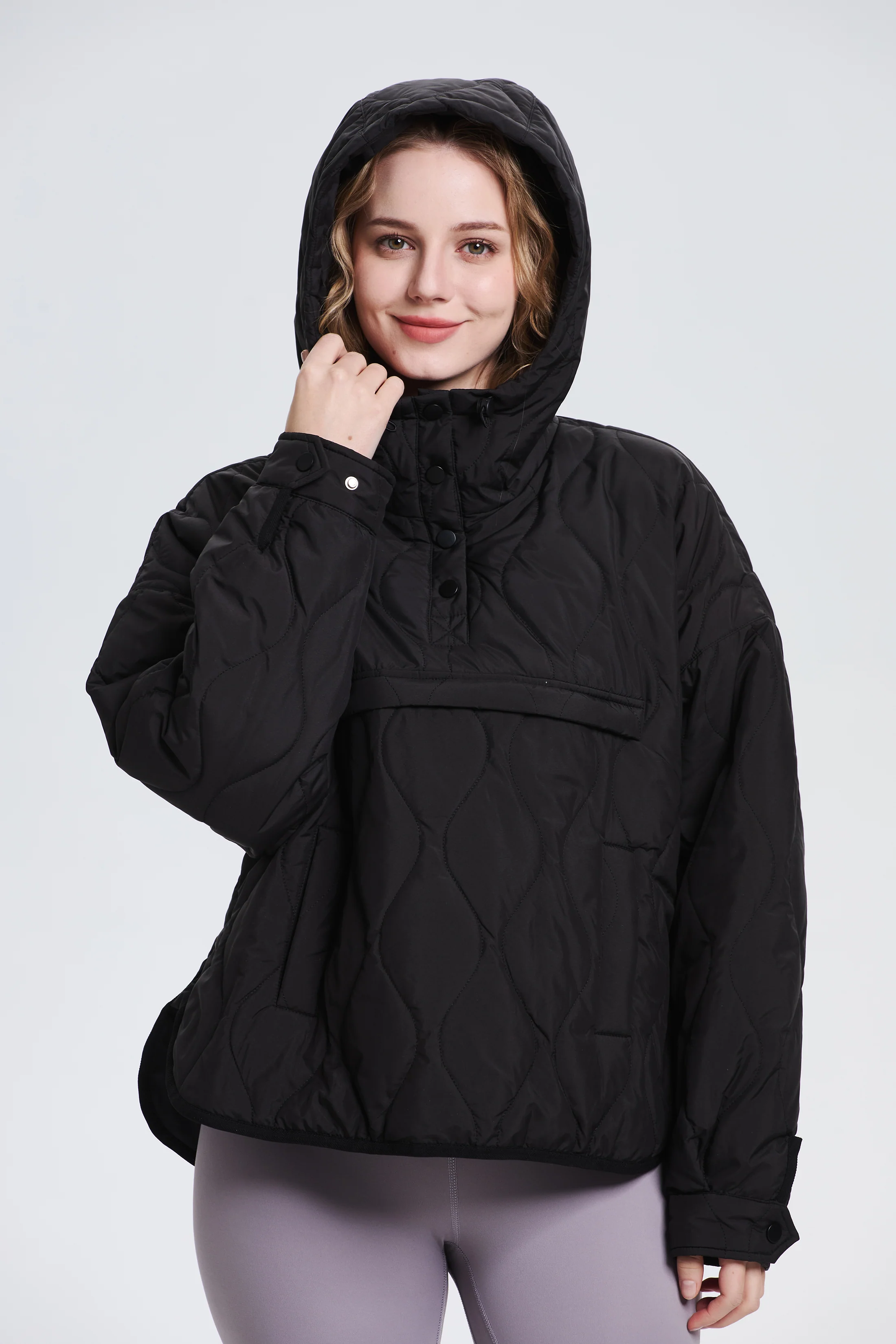 Women's Packable Quilted Water - Repellent Hooded Pullover