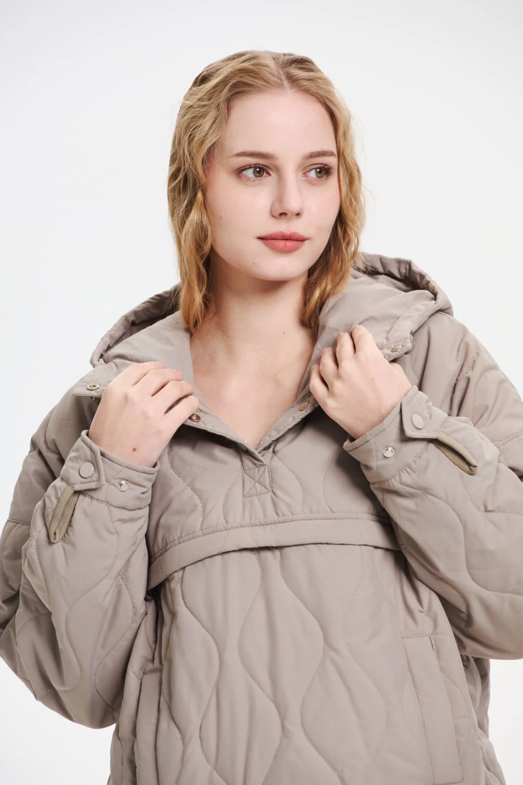 Women's Packable Quilted Water - Repellent Hooded Pullover