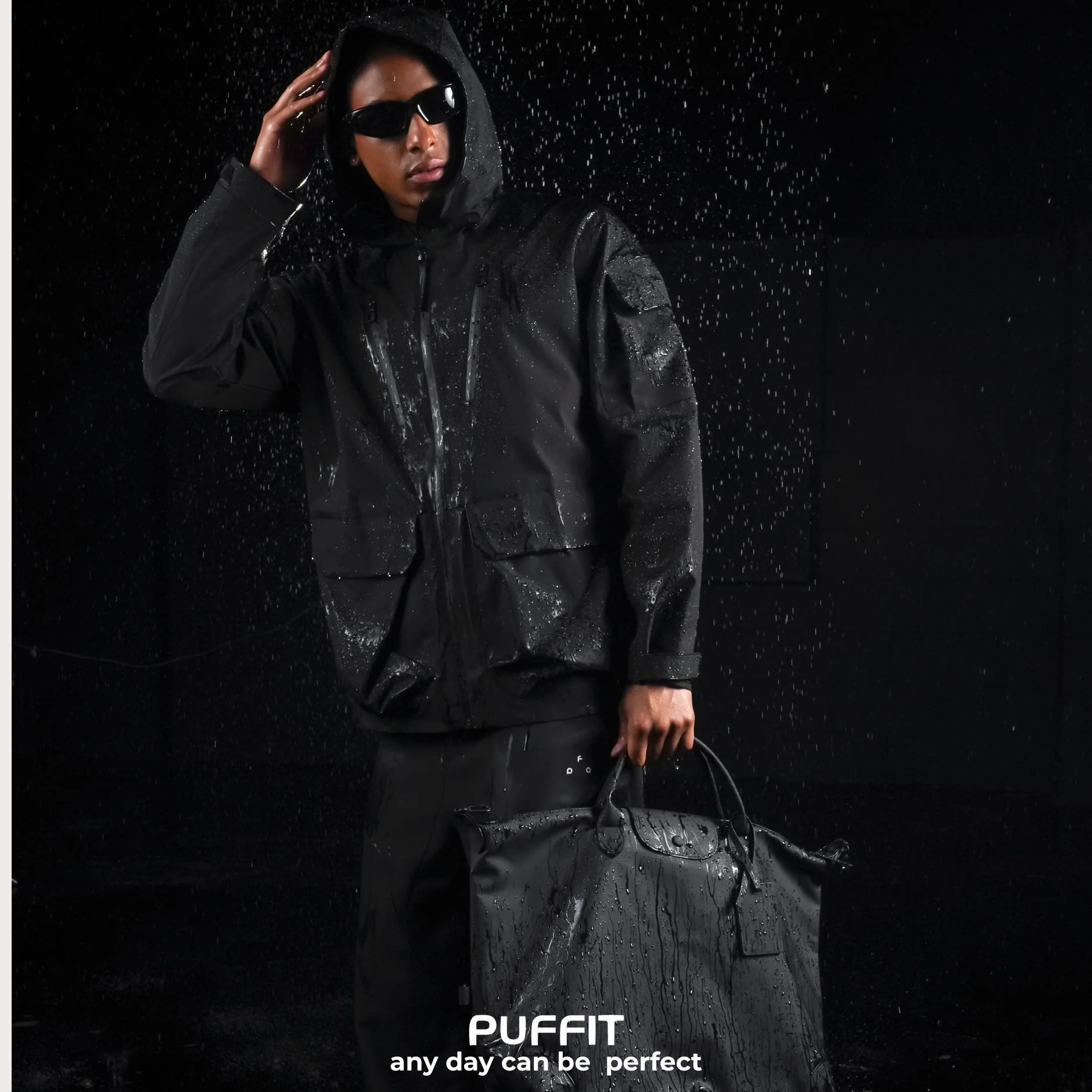 All-Weather Men's Raincoat with Multi-Pocket Design