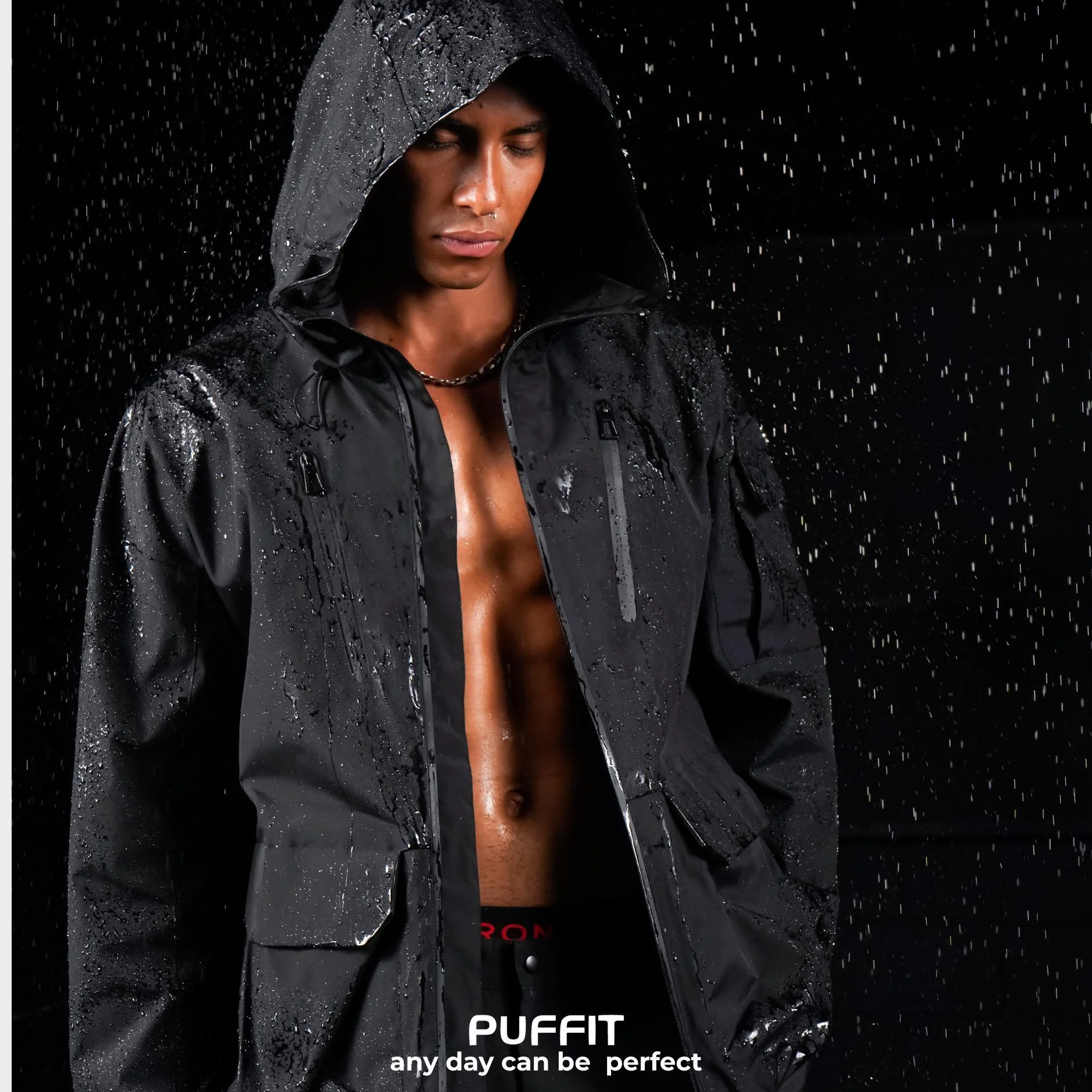 All-Weather Men's Raincoat with Multi-Pocket Design