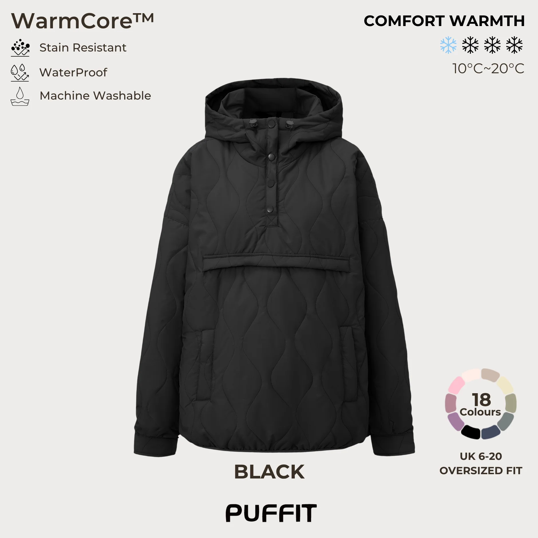 Women's Packable Quilted Water - Repellent Hooded Pullover