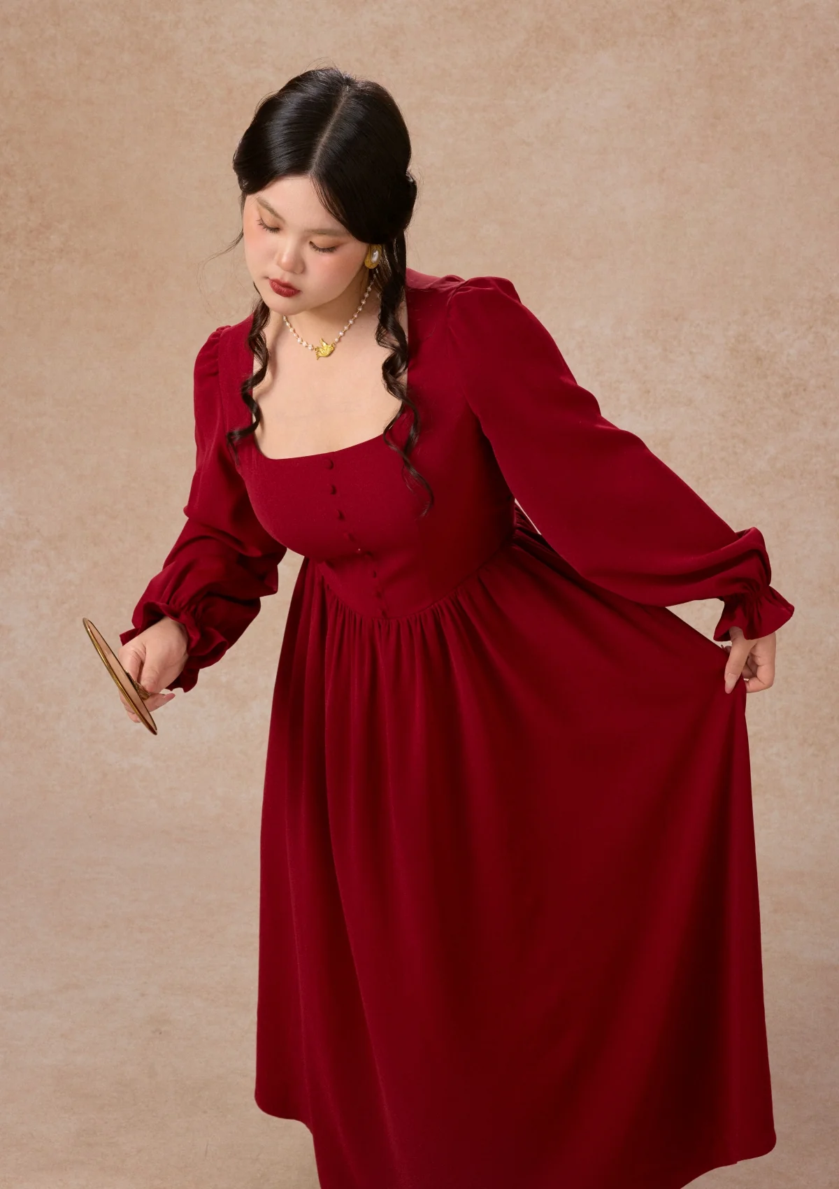 Curve&Plus Passionate Love Bordeaux Dress