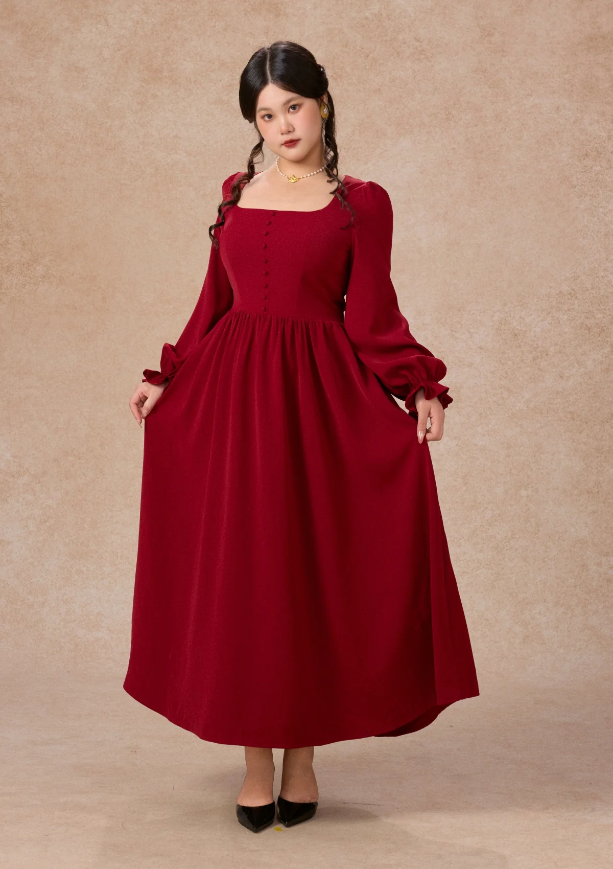 Curve&Plus Passionate Love Bordeaux Dress