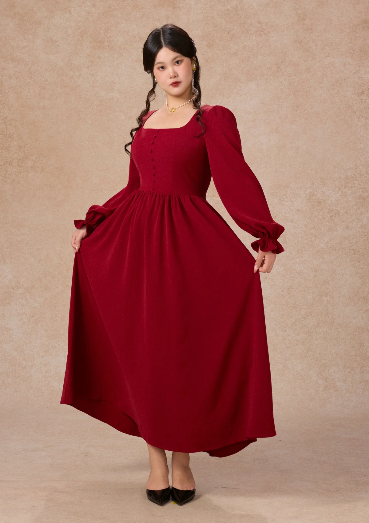 Curve&Plus Passionate Love Bordeaux Dress