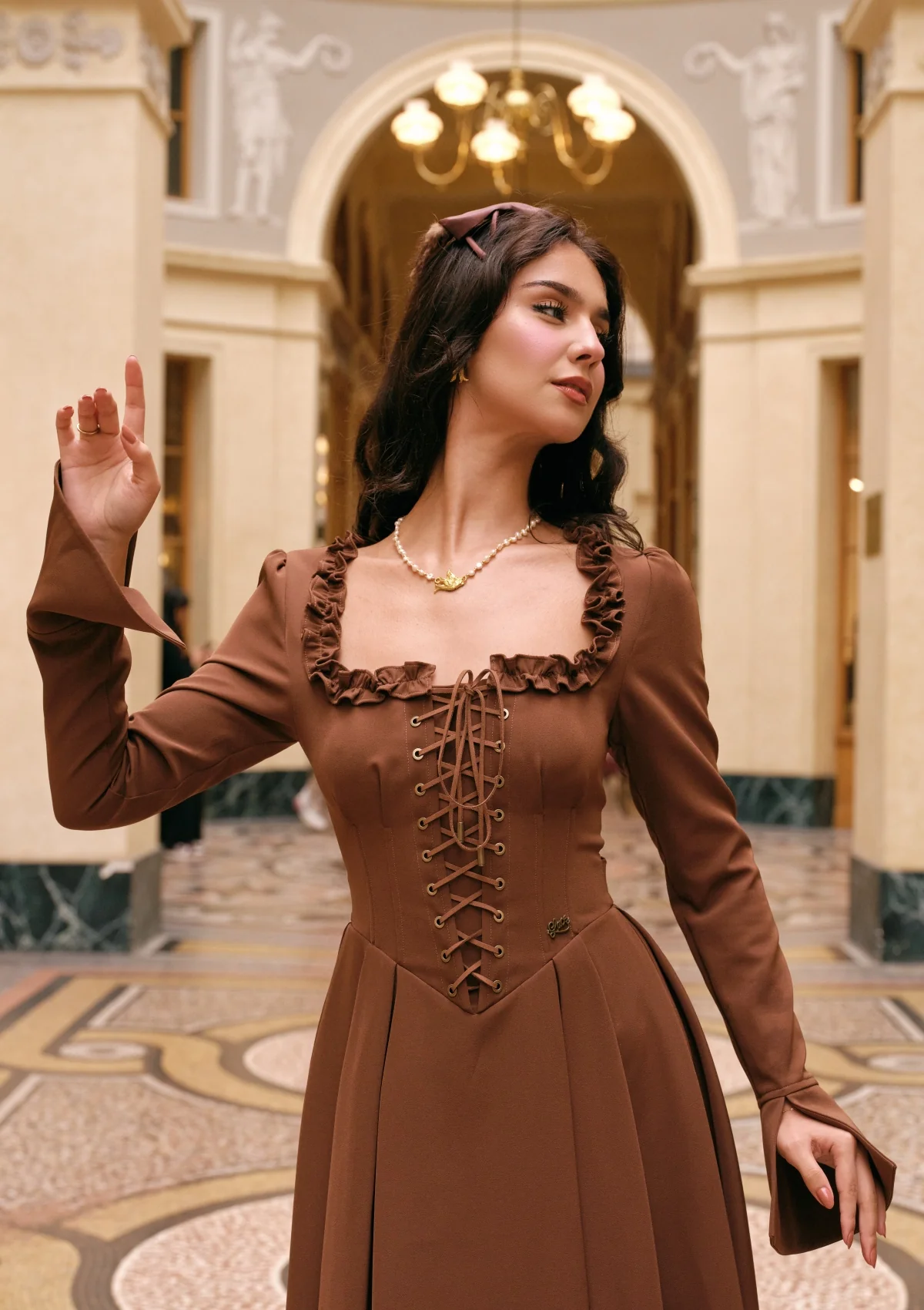 Classic Black Coffee Corset Dress