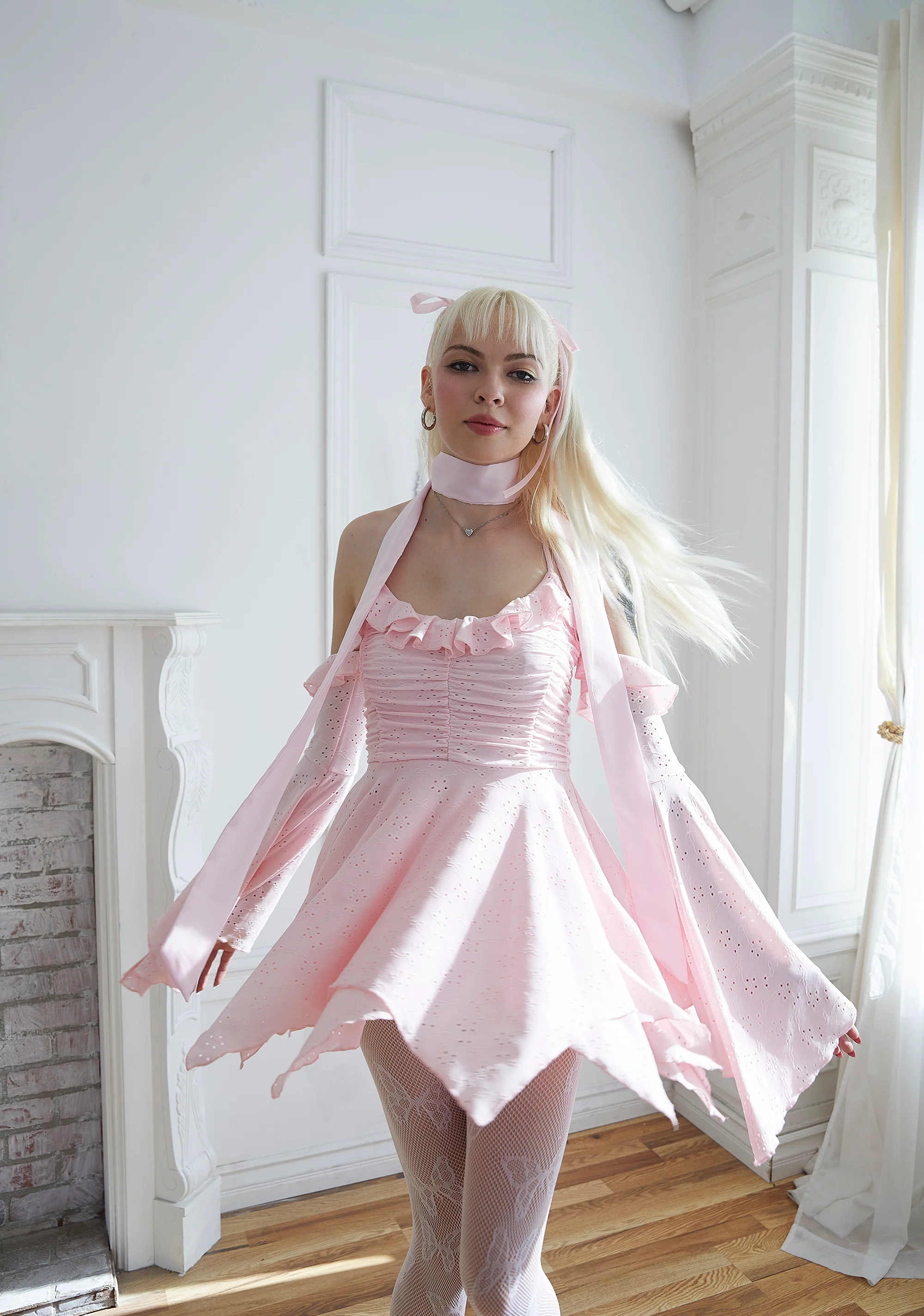 Fairy Delights Ruffled Handkerchief Dress - Pink
