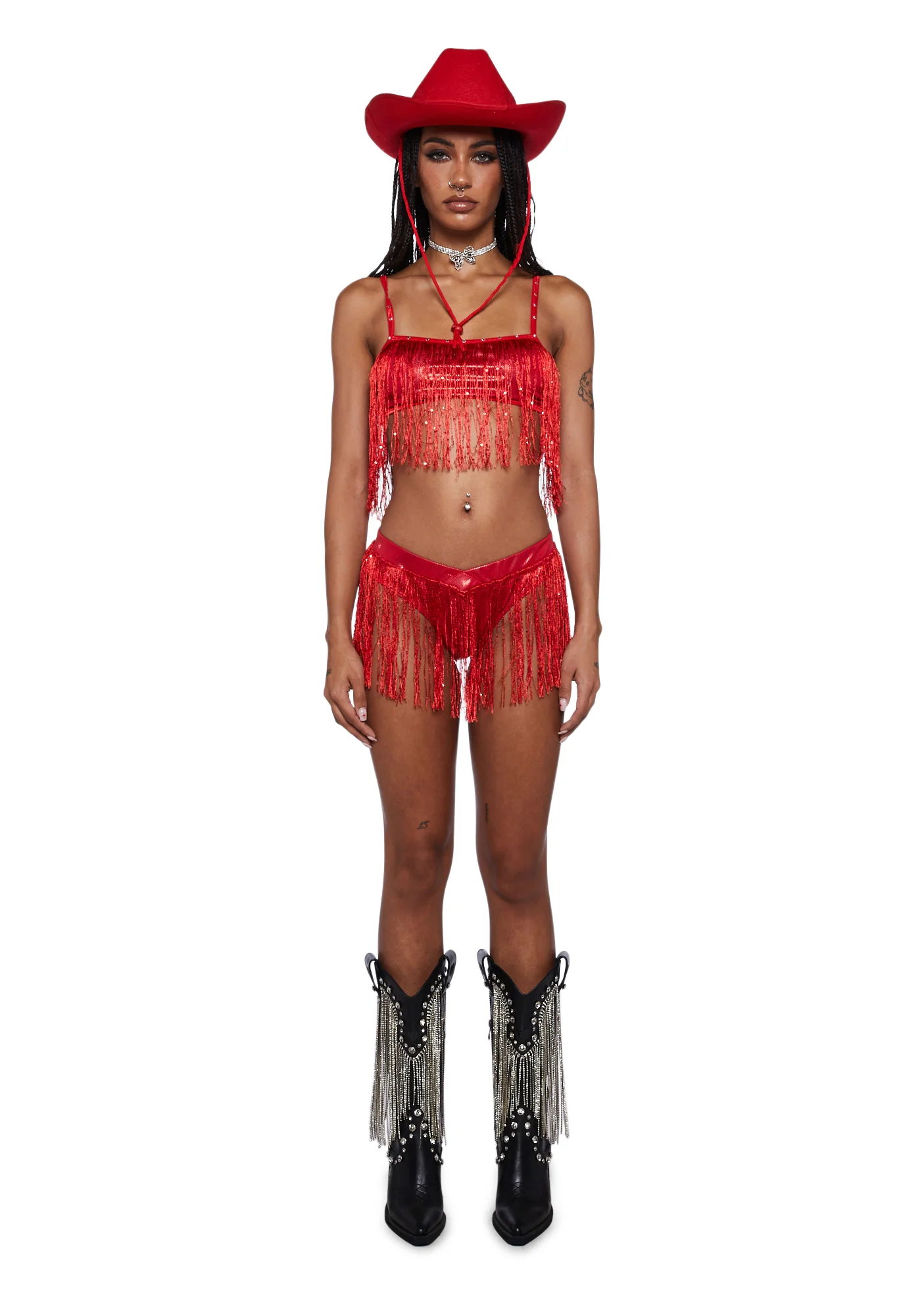 Rave Rodeo Cowgirl Costume - Red