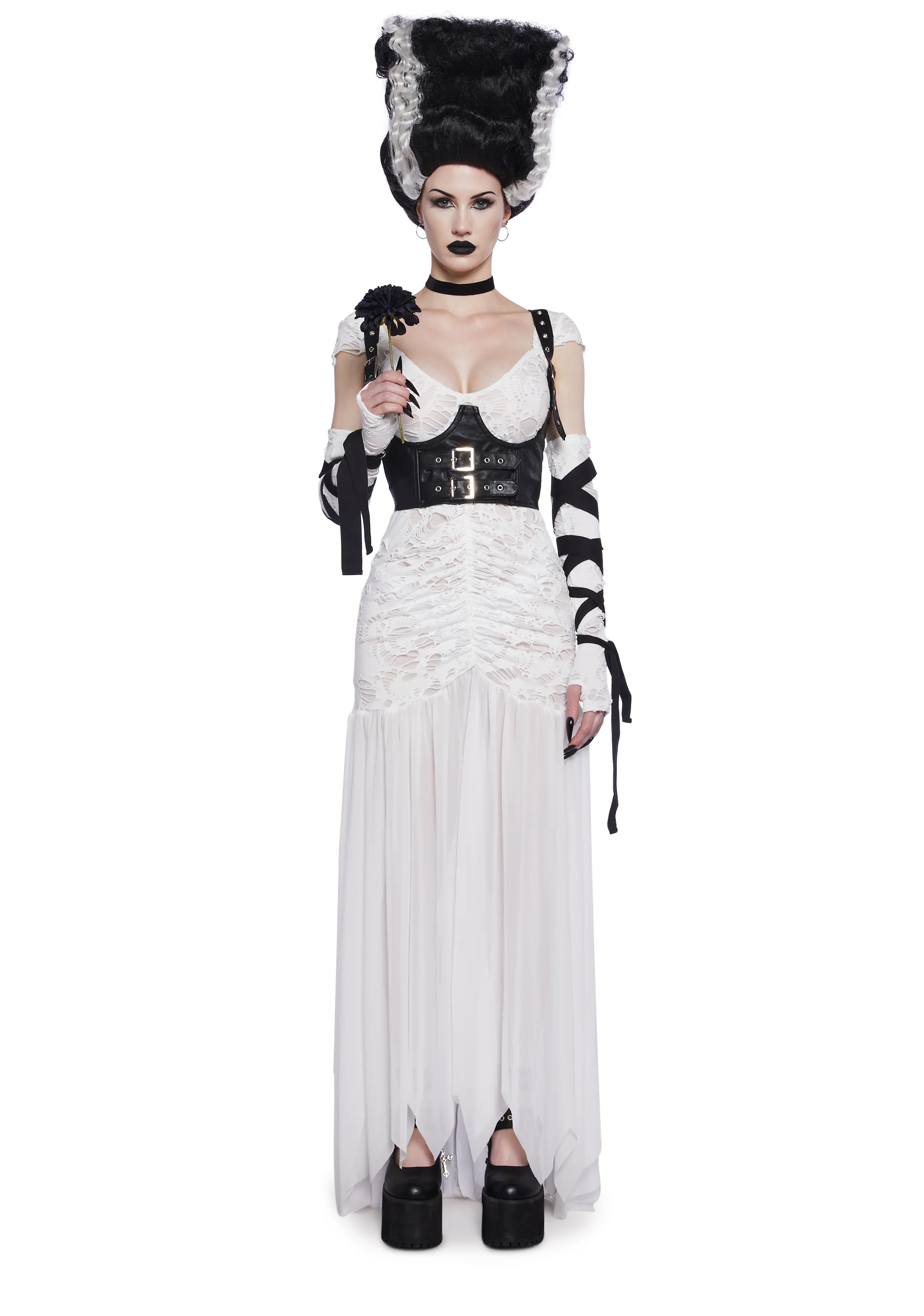 Reanimated Bride Premium Costume And Wig Set