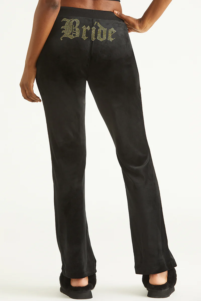 Bride Customizable Big Bling Velour Track Pants