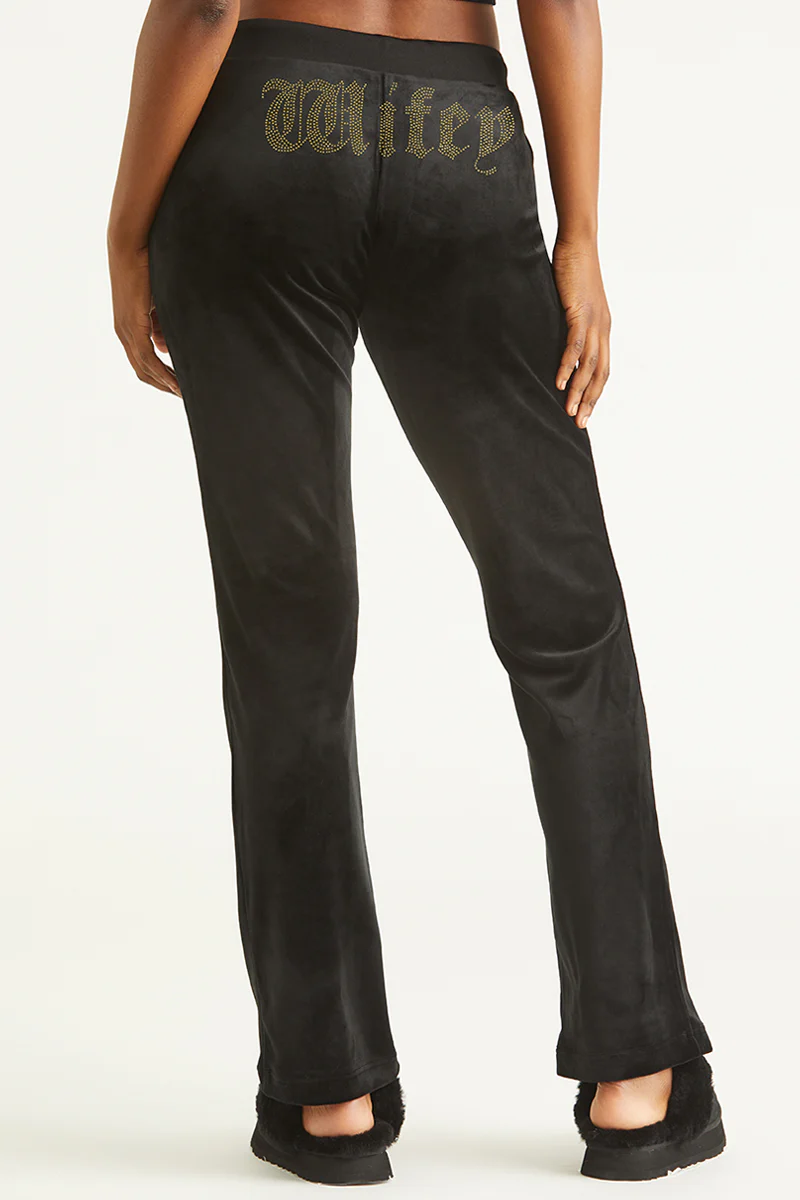 Wifey Customizable Big Bling Velour Track Pants