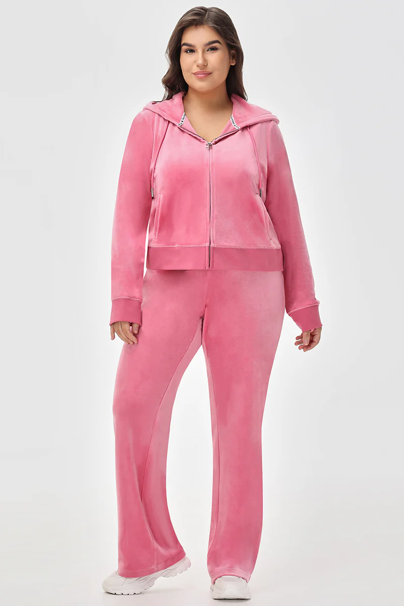 Plus-Size Mixed Crystals Velour Hoodie
