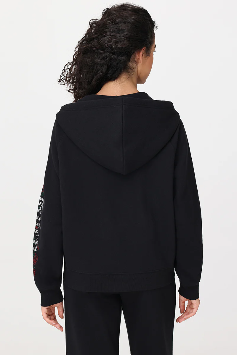 Roses Oversized Zip Front Hoodie
